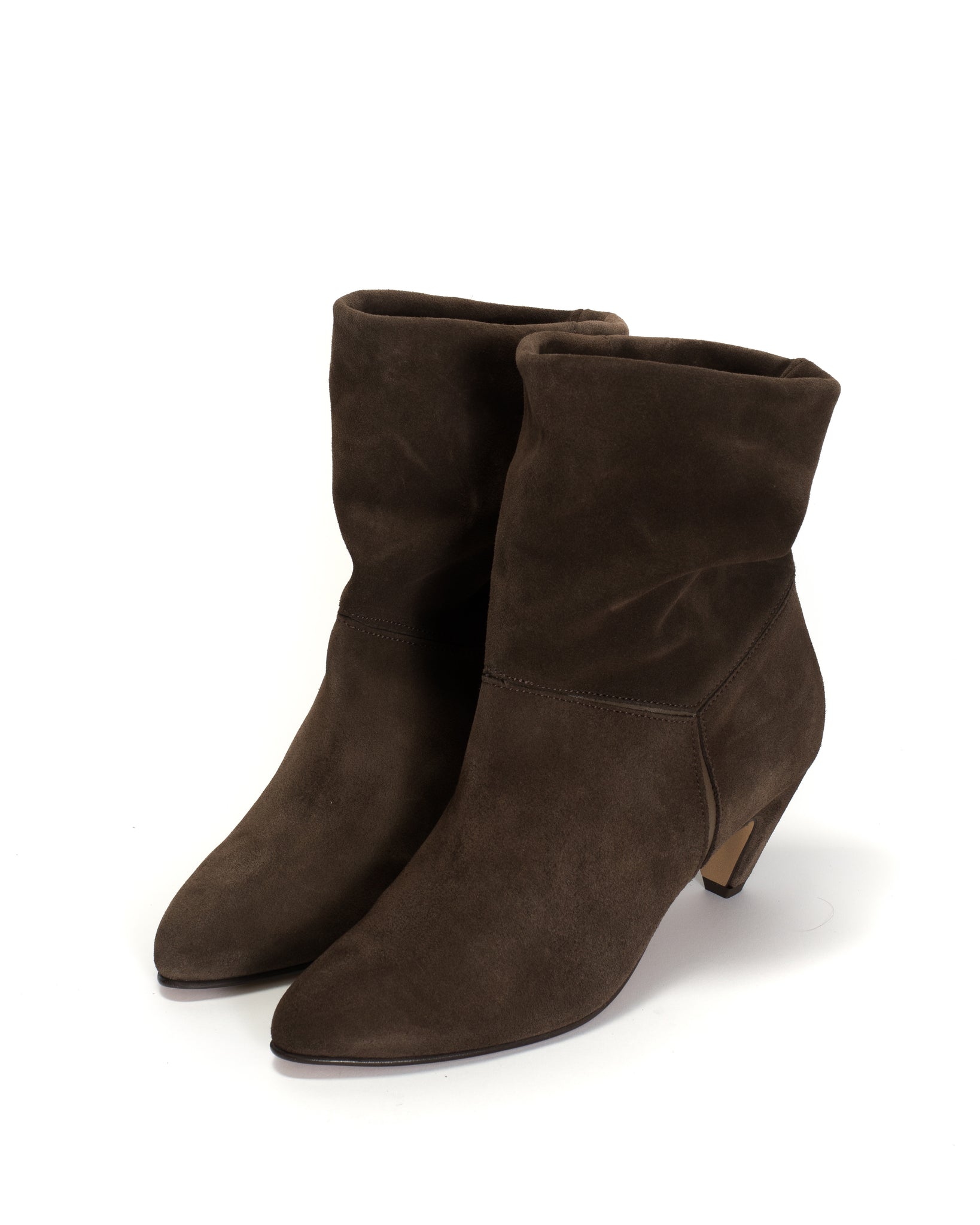 Jassi 50 stiletto Calf suede & sleek leather Coffee brown & dark taupe