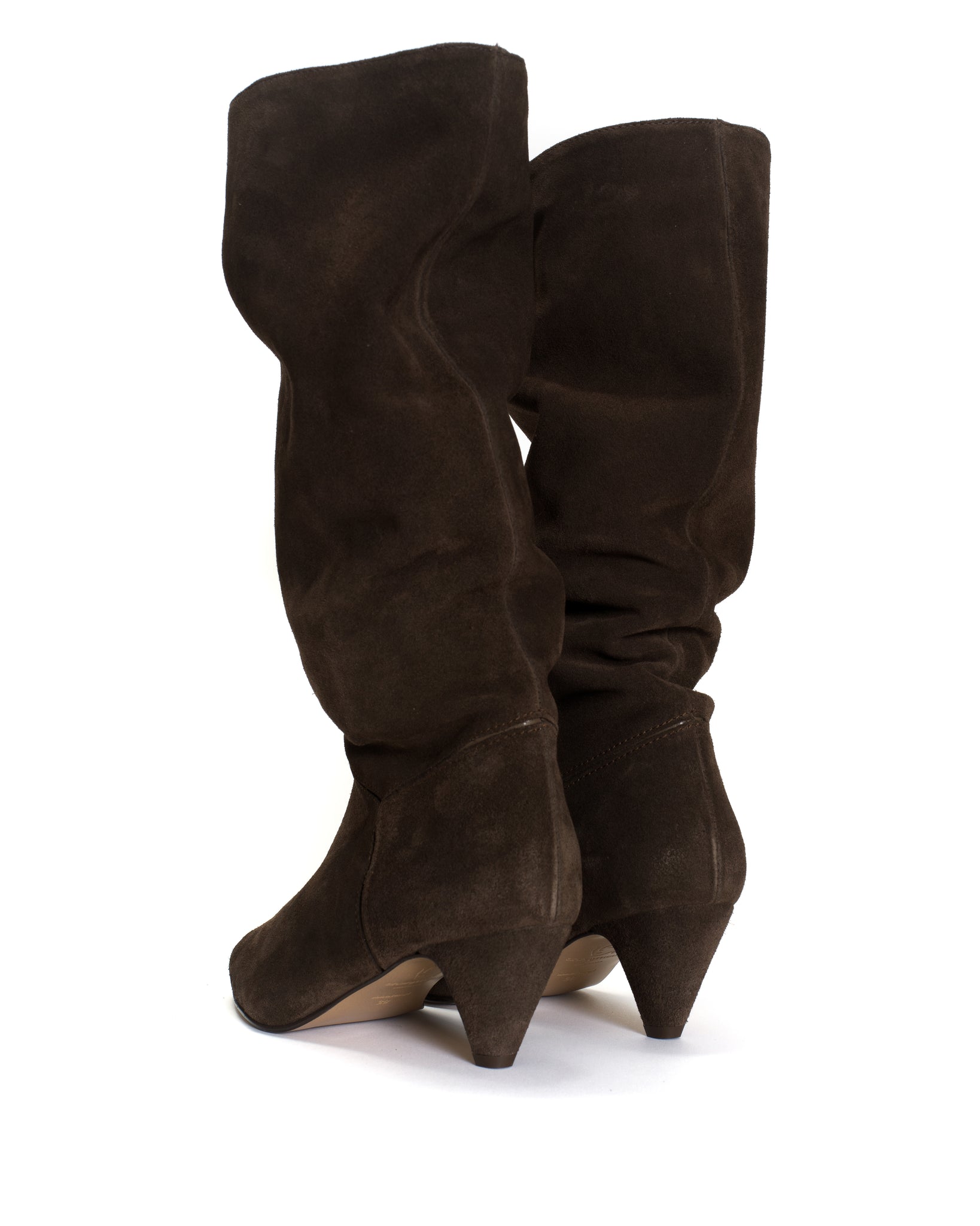 Jasmina 50 stiletto Calf suede & sleek leather Coffee brown & dark taupe