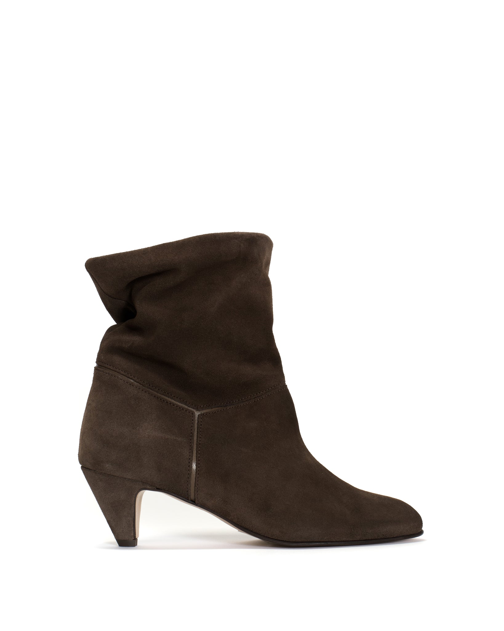 Jassi 50 stiletto Calf suede & sleek leather Coffee brown & dark taupe