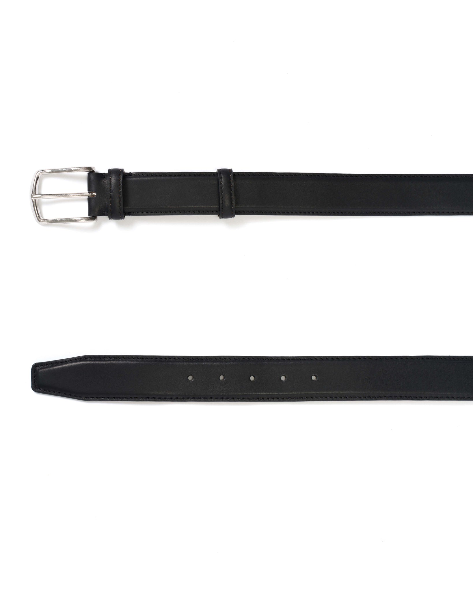 Quinn classic unisex leather belt Soft calf Black & silver buckle