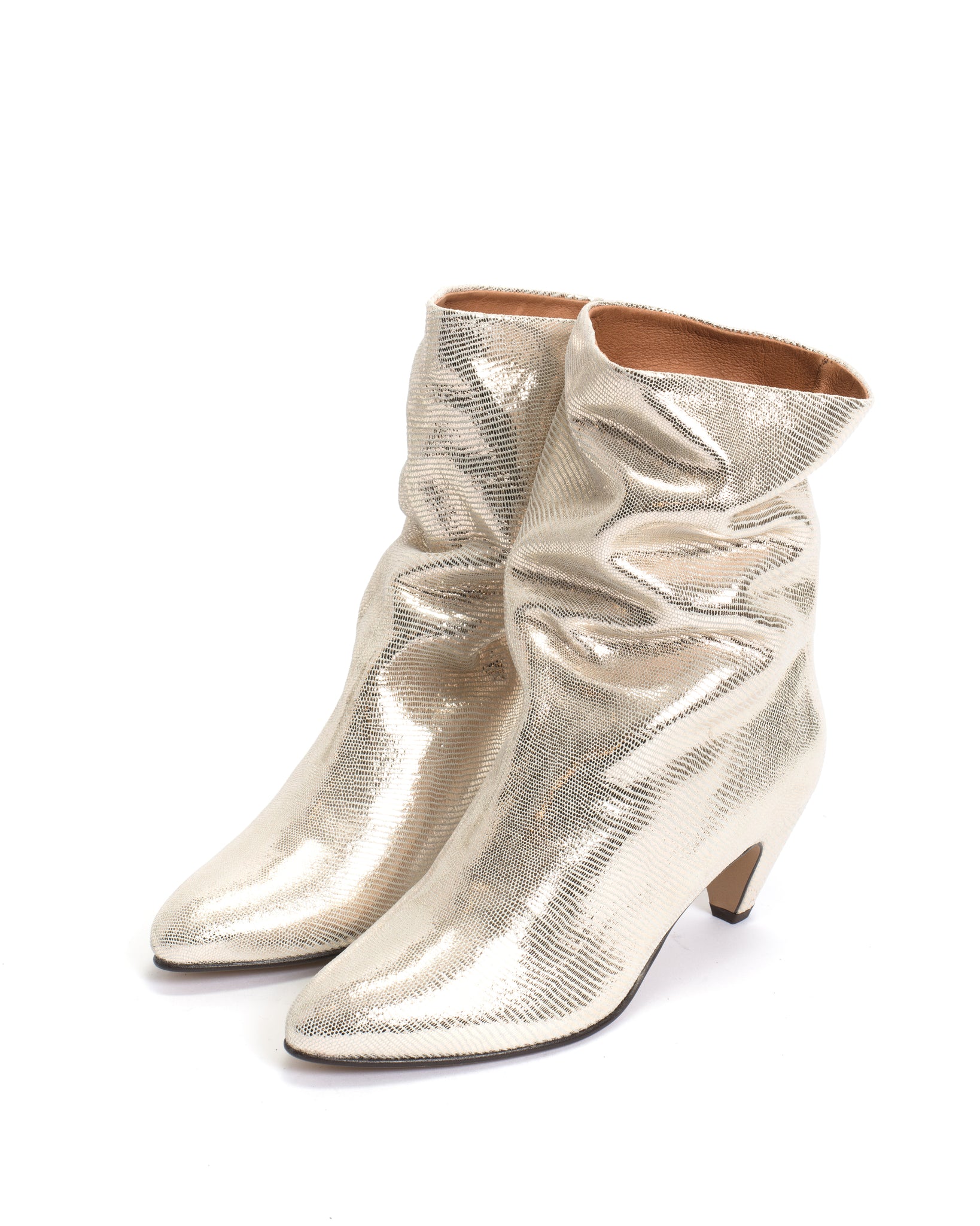 Vully 50 stiletto Lizard metallic goat Champagne