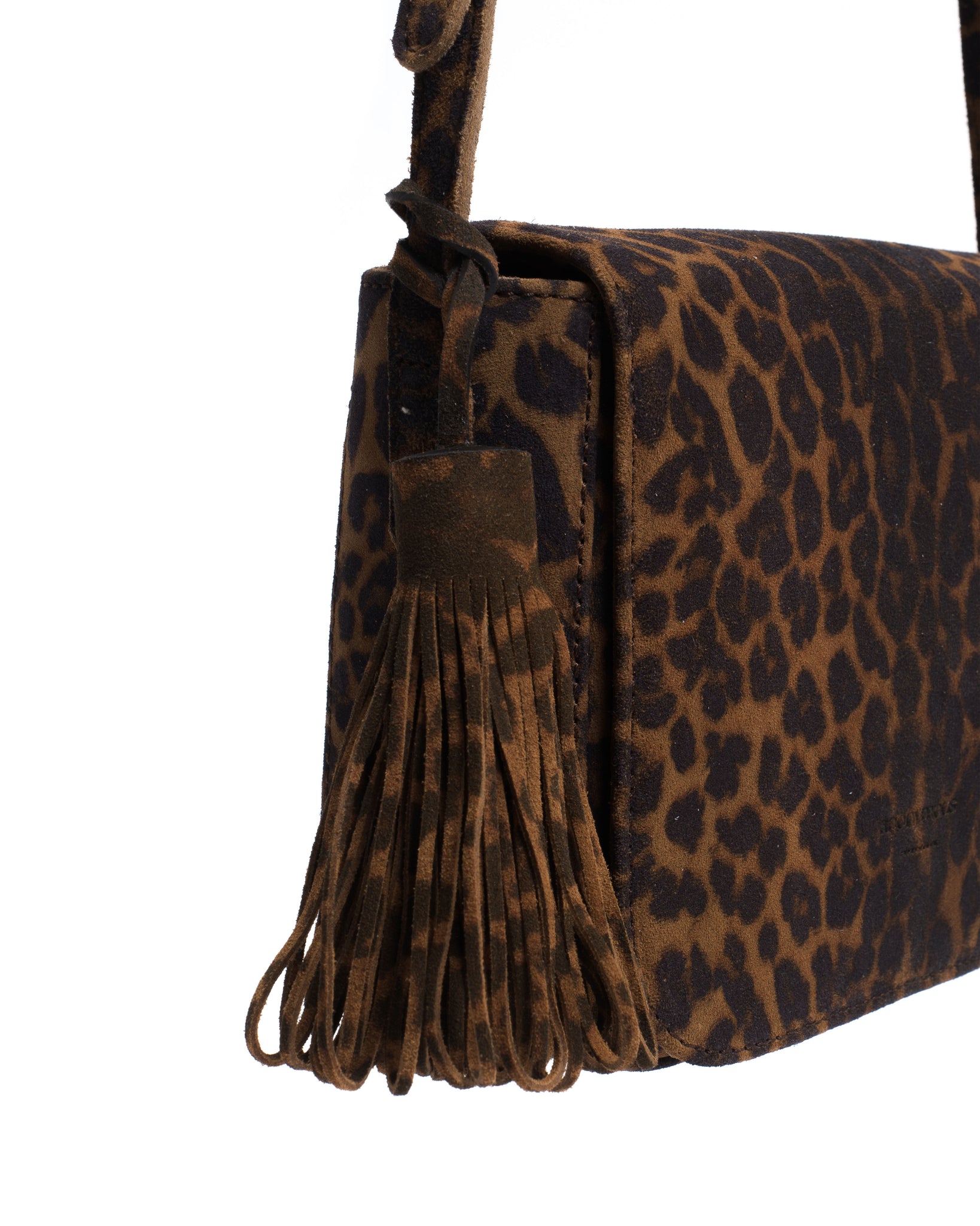 Katty fringe keyring Calf suede print Leopard