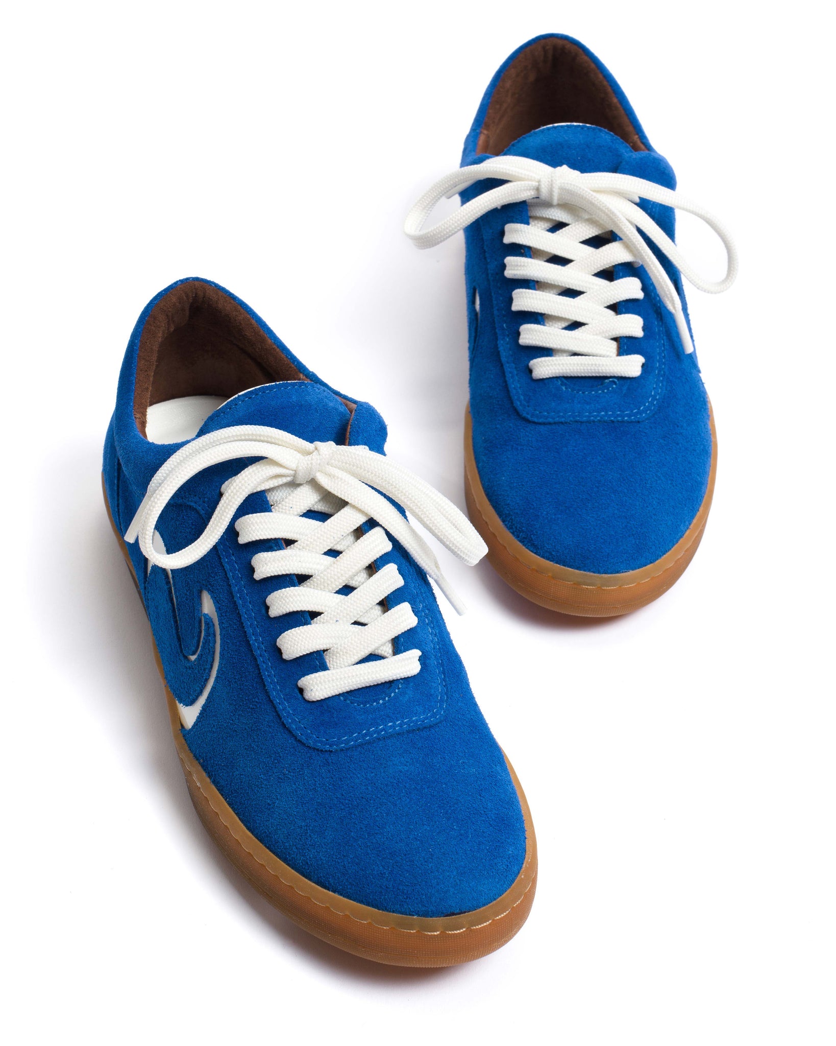 Blaire Calf suede & polished soft calf Electric blue & sand white