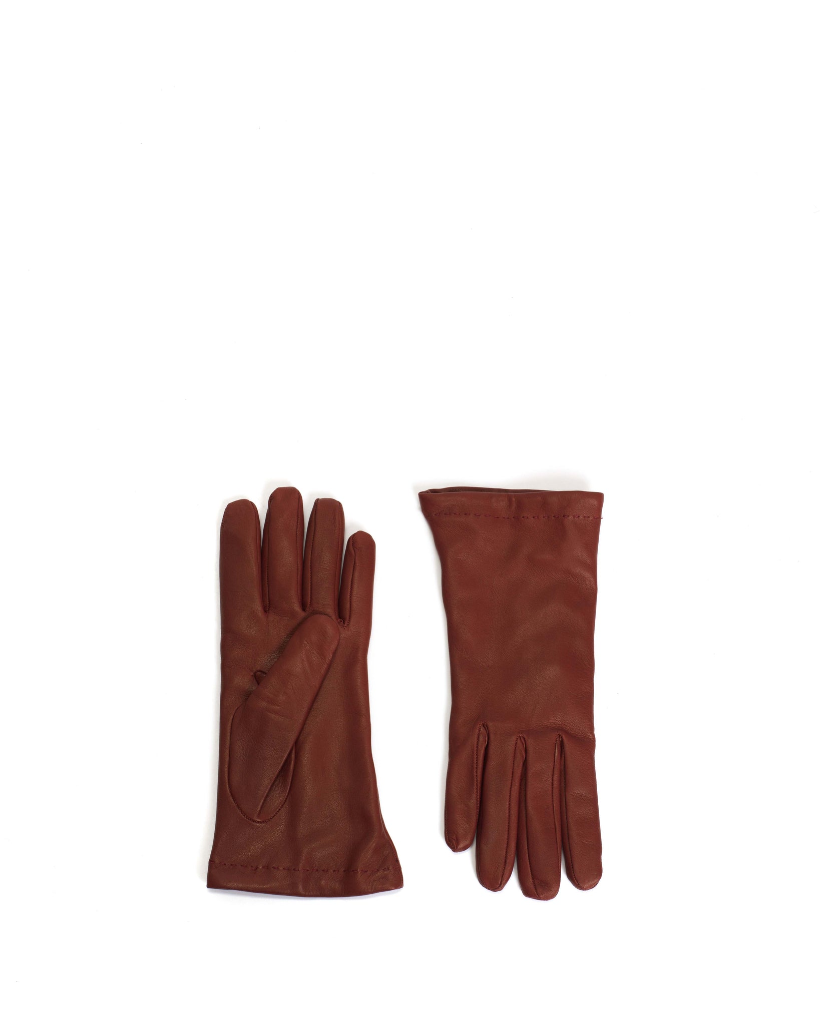 Bridget leather cashmere glove Lamb leather & 100% cashmere Ruby red & taupe