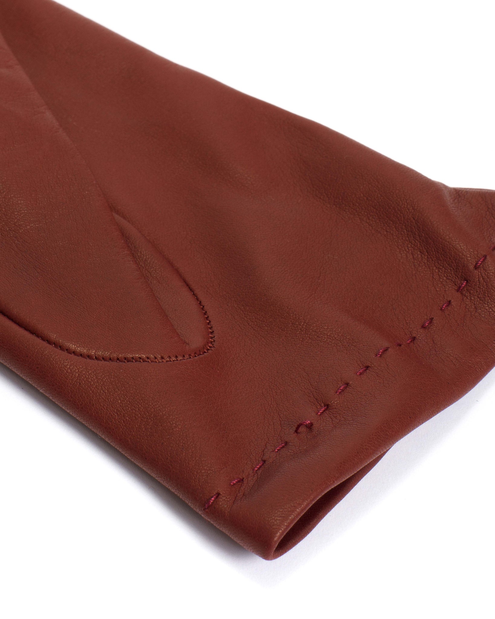 Bridget leather cashmere glove Lamb leather & 100% cashmere Ruby red & taupe