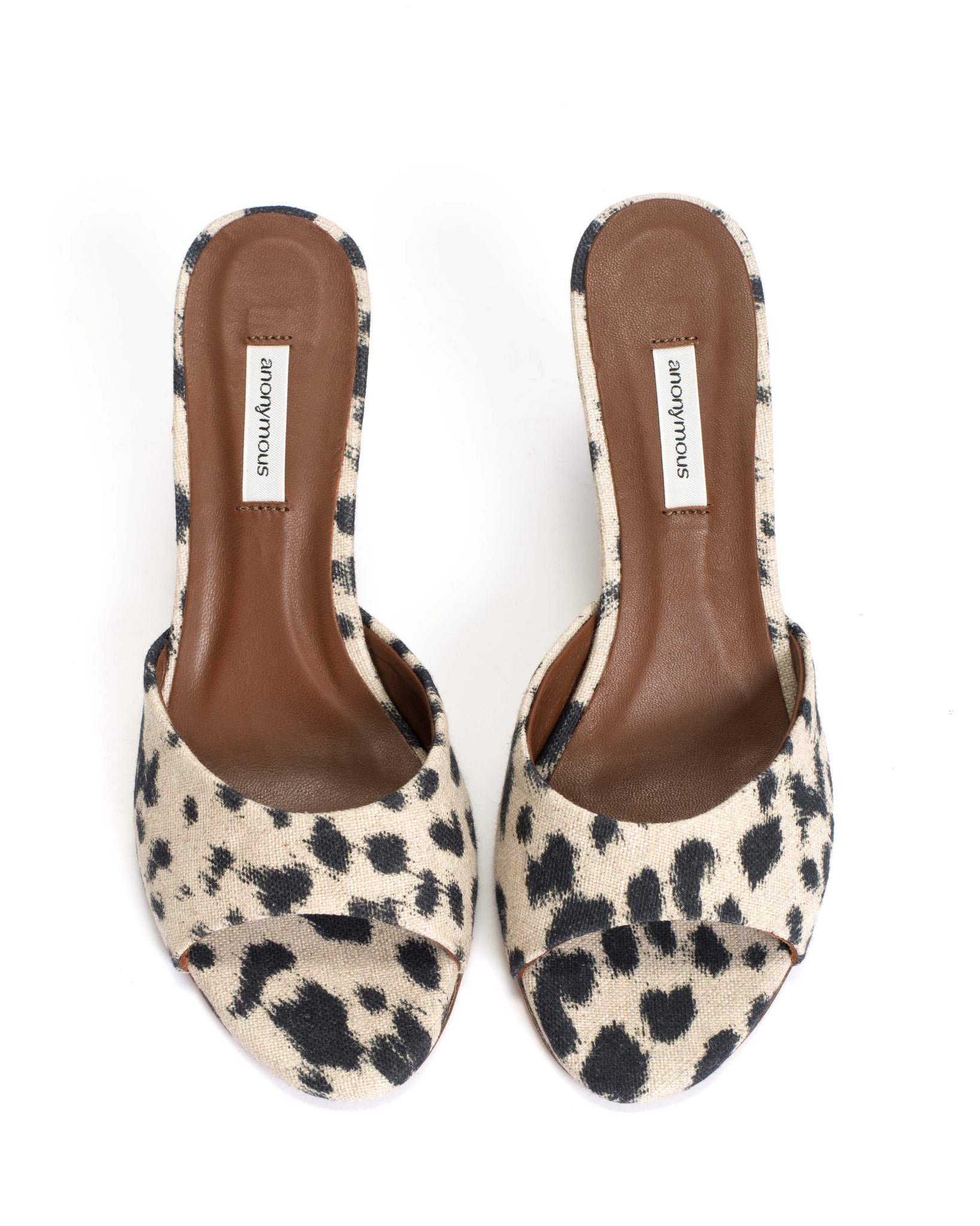 Gwen 75 wedge Natural cotton-linen Leopard