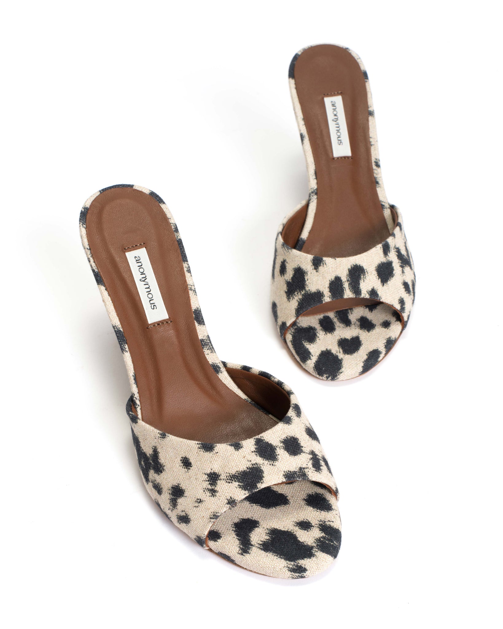 Gwen 75 wedge Natural cotton-linen Leopard