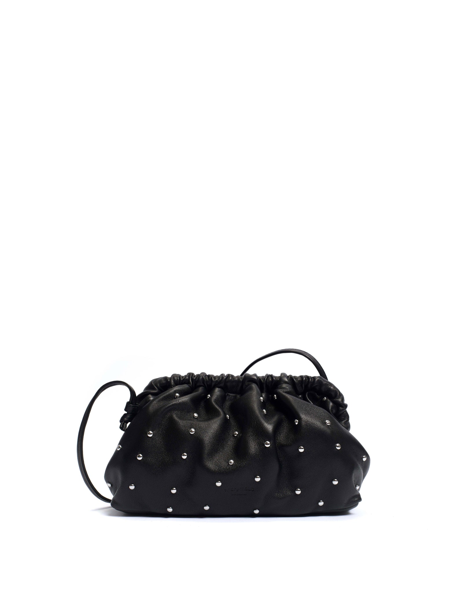 Hally grand cloud bag Stud-embellished shiny lamb Black silver