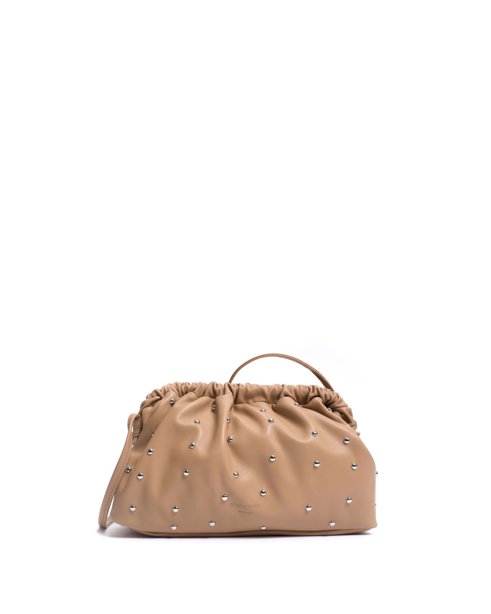 Hally grand cloud bag Stud-embellished silky lamb Caramel silver