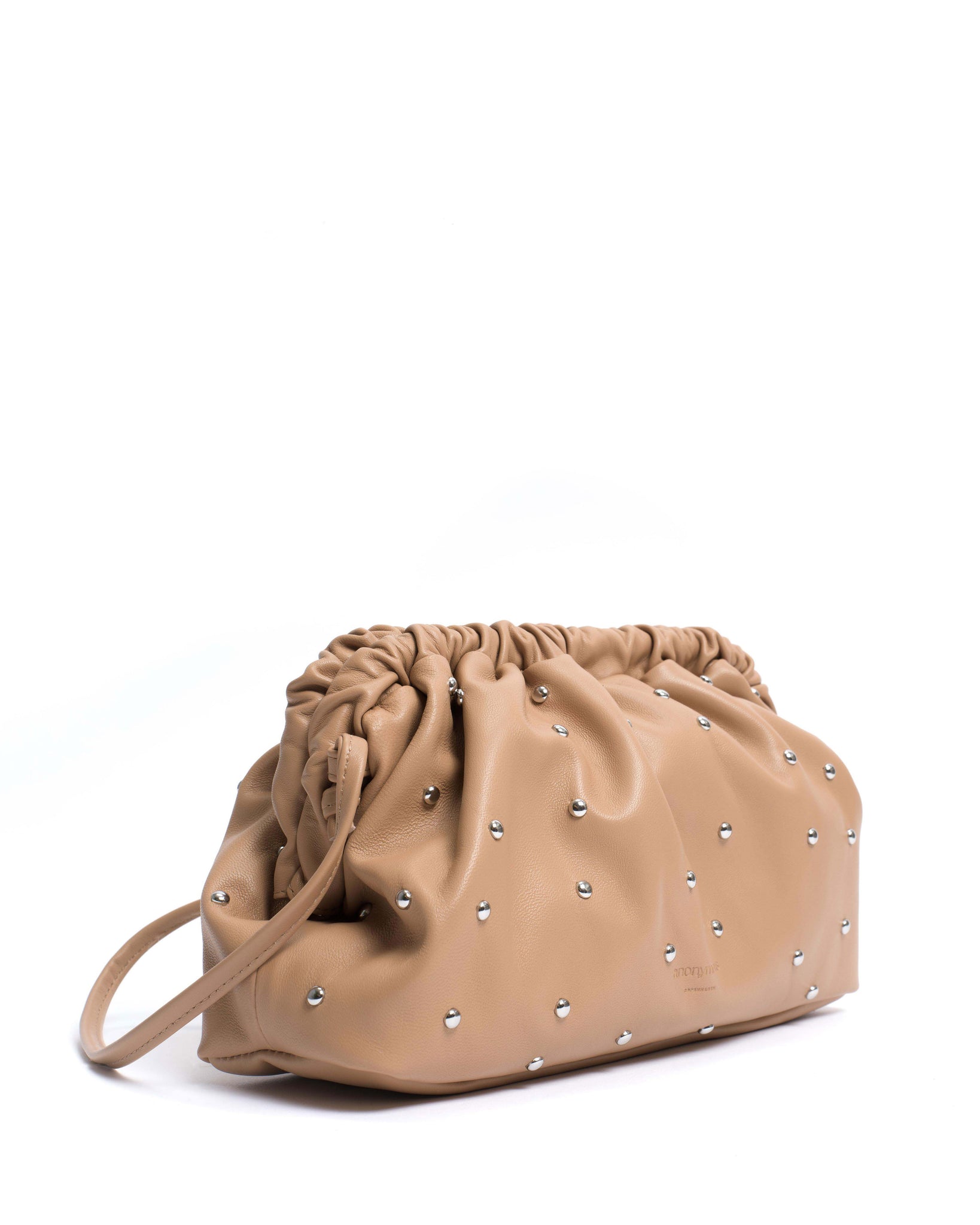 Hally grand cloud bag Stud-embellished silky lamb Caramel silver