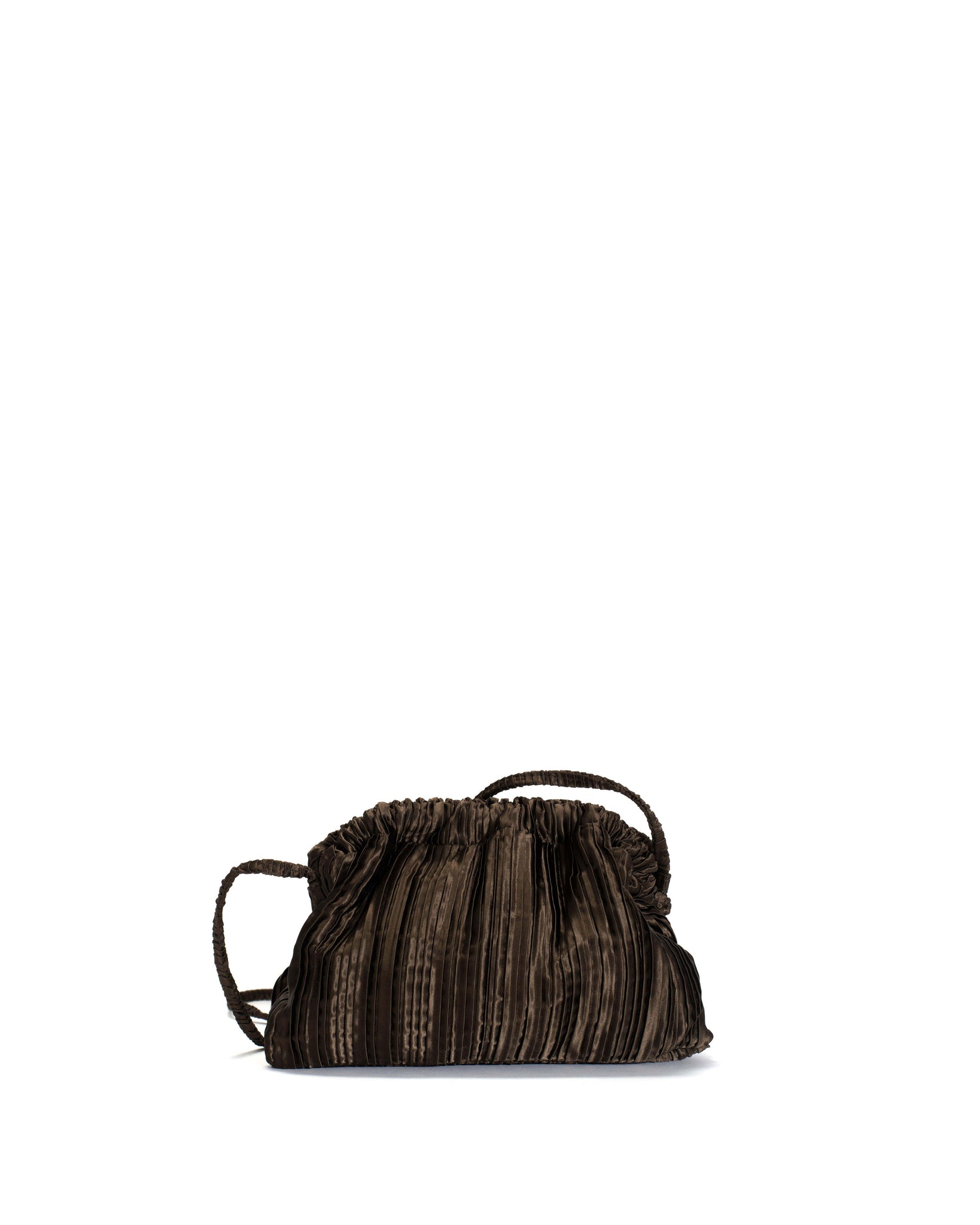 Hally petite cloud bag Pleated satin Espresso brown