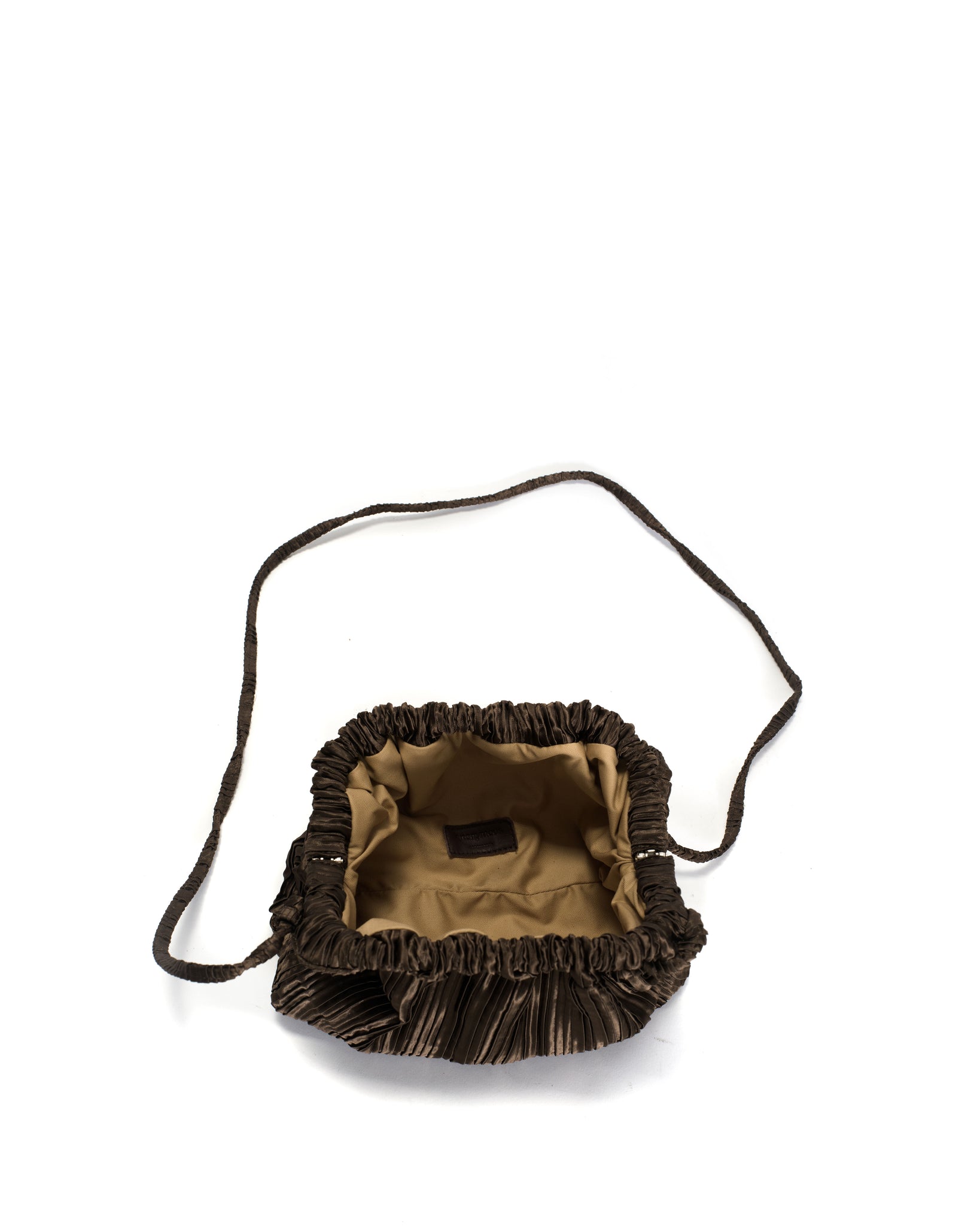 Hally petite cloud bag Pleated satin Espresso brown