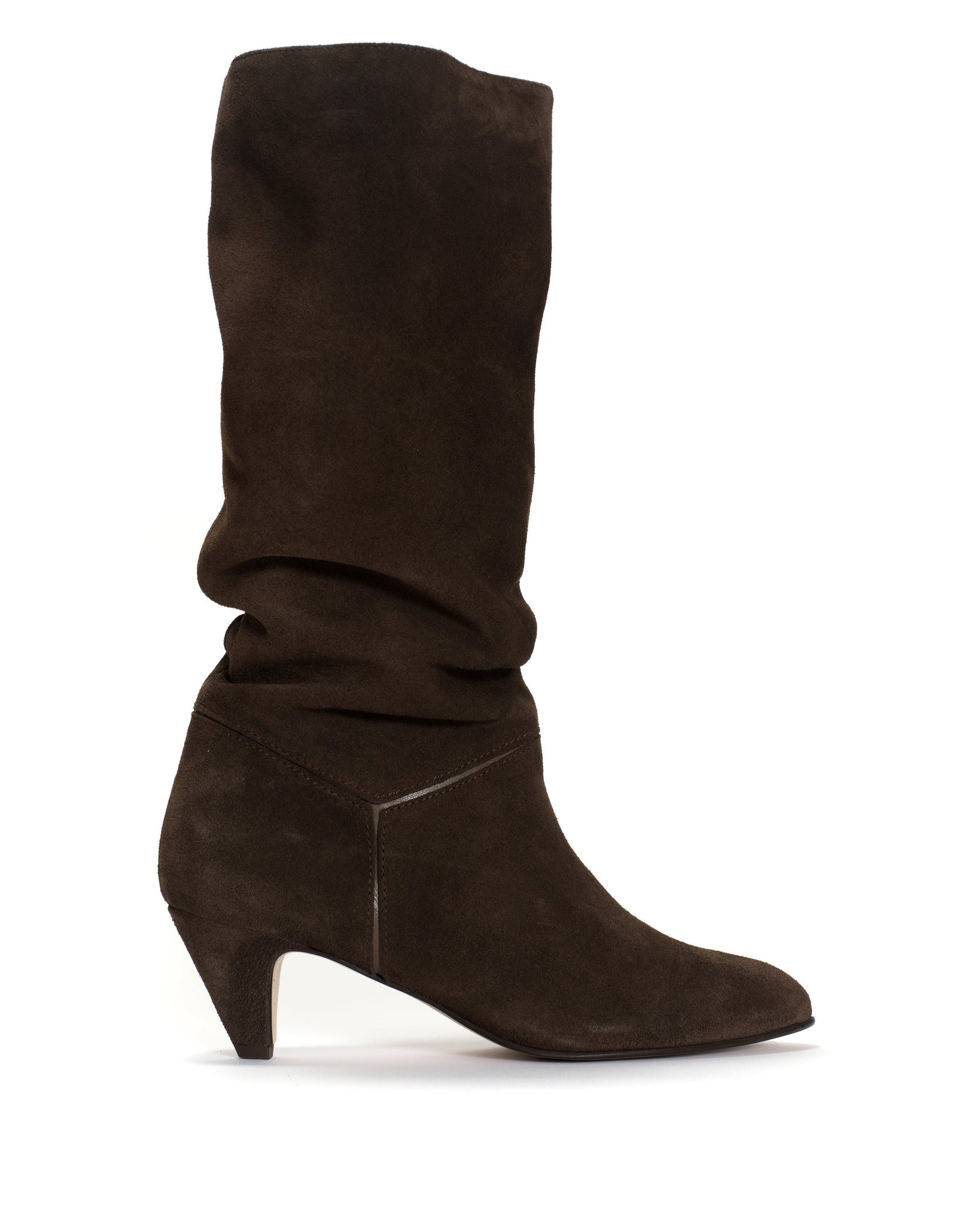 Jasmina 50 stiletto Calf suede & sleek leather Coffee brown & dark taupe