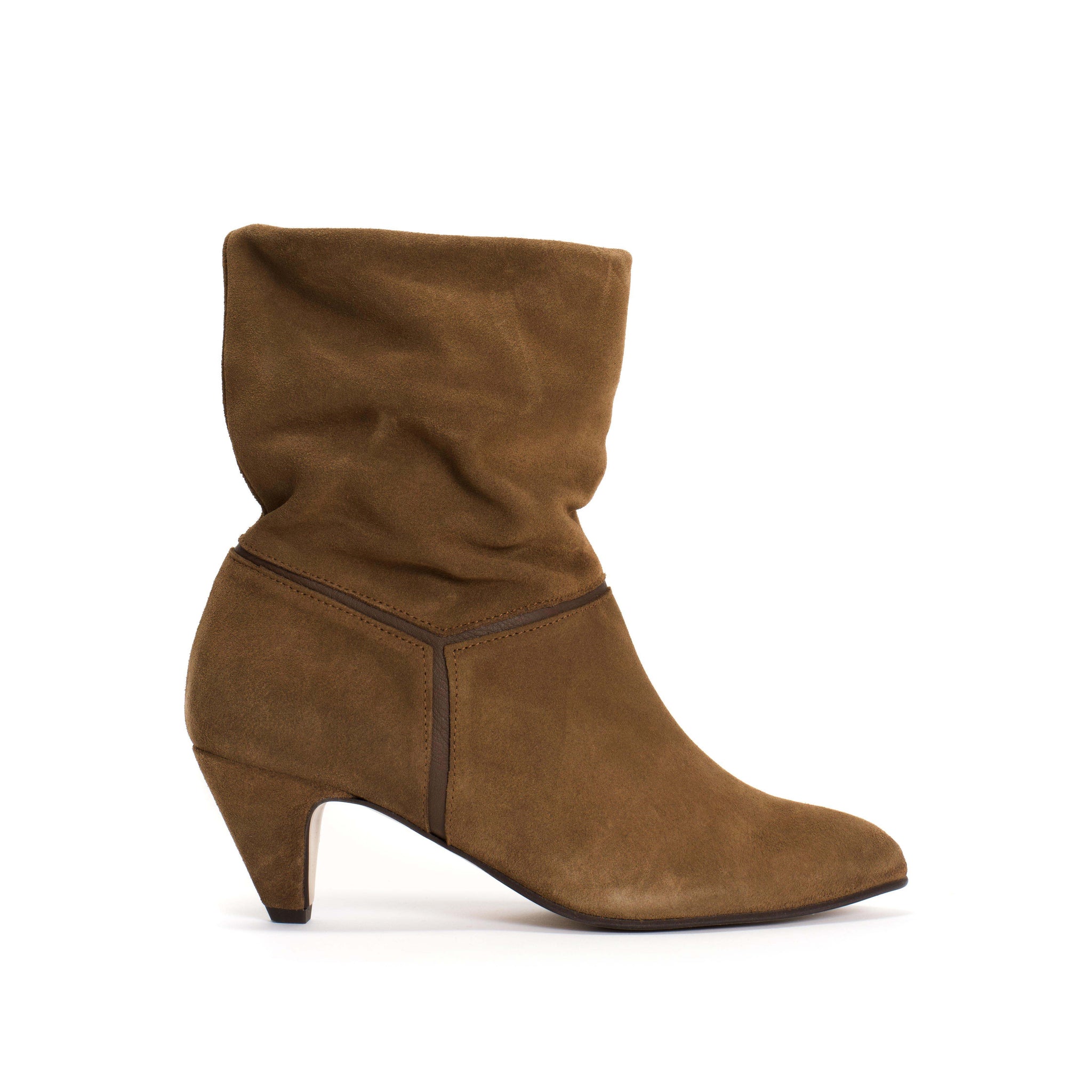 Jassi 50 stiletto Calf suede & sleek leather Cinnamon & Dark taupe - Anonymous Copenhagen