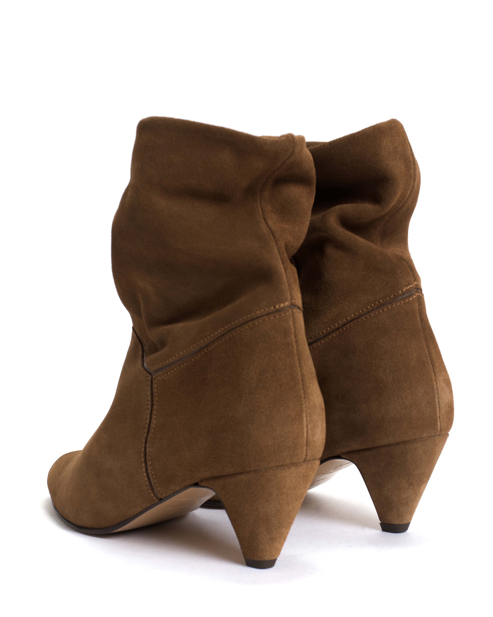 Jassi 50 stiletto Calf suede & sleek leather Cinnamon & Dark taupe