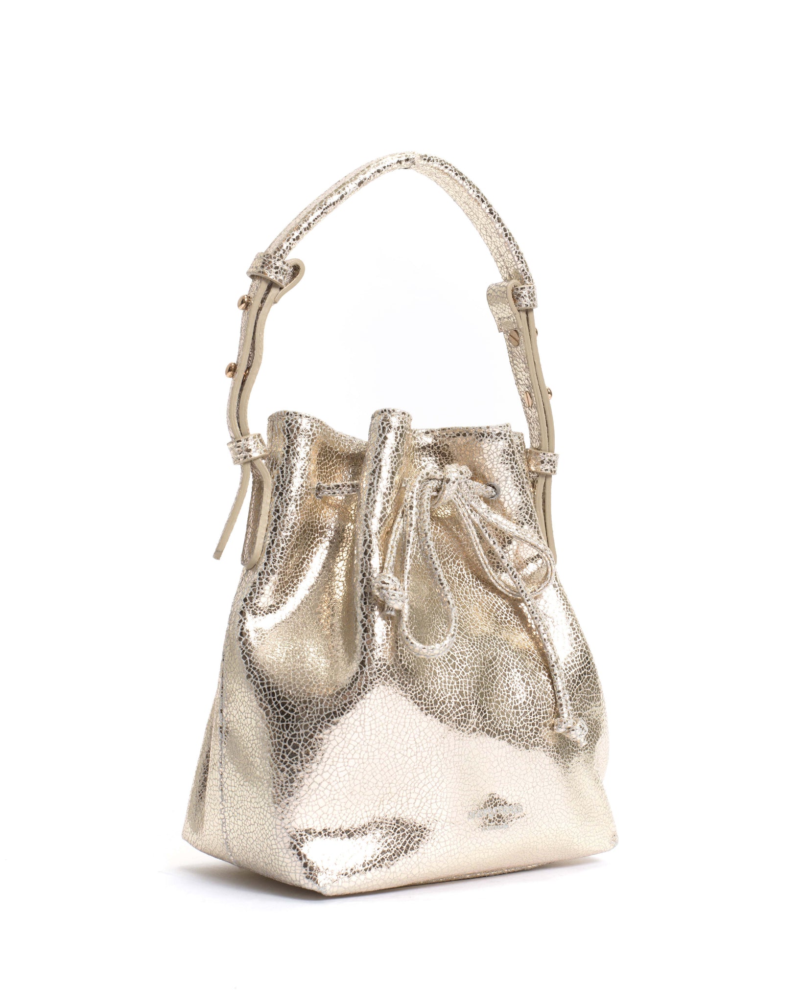 Kacey petite bucket bag Crackled metallic goat Champagne