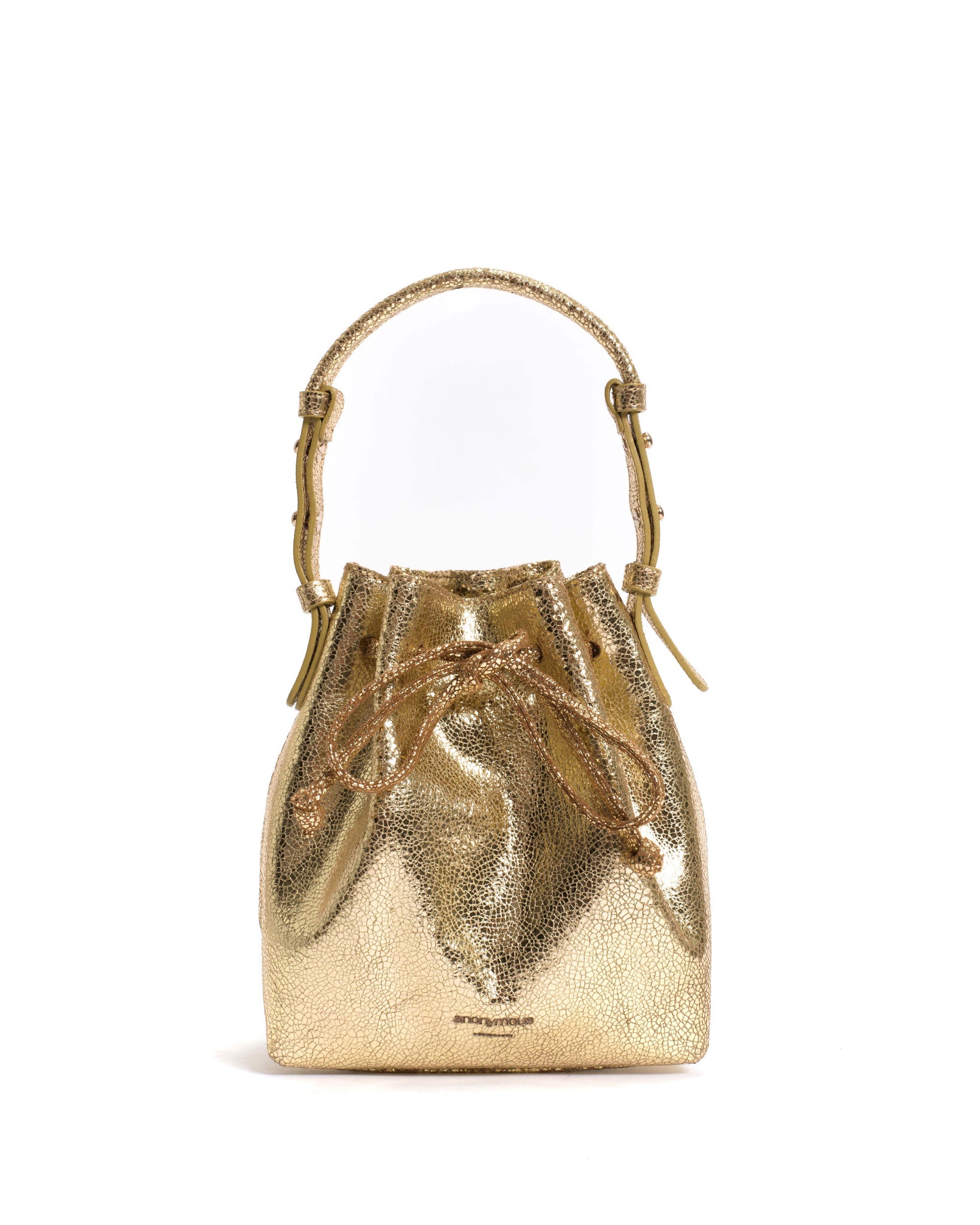 Kacey petite bucket bag Crackled metallic goat Gold