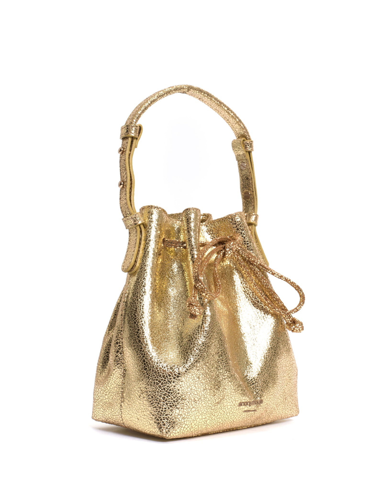 Kacey petite bucket bag Crackled metallic goat Gold