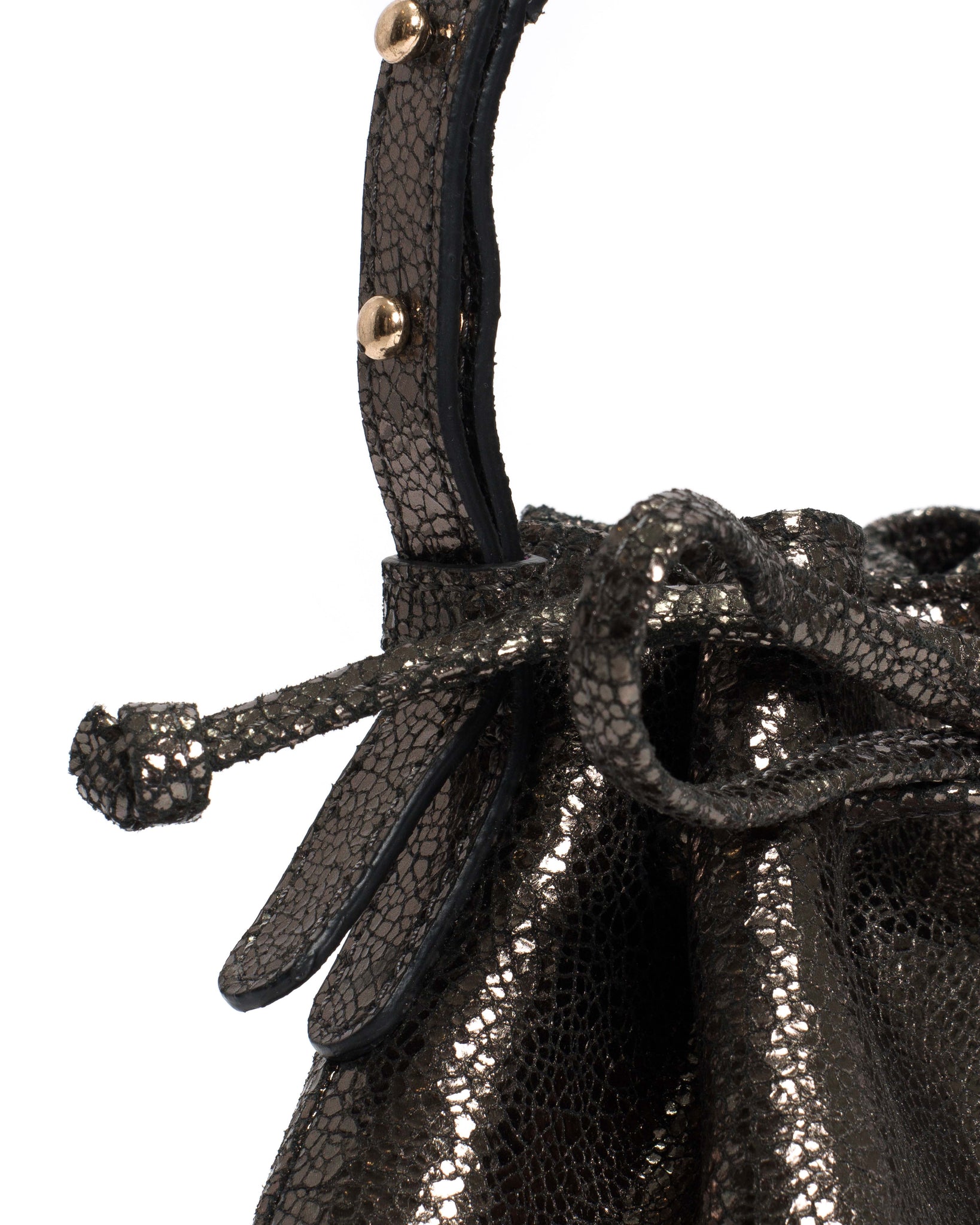 Kacey petite bucket bag Crackled metallic goat Platinum