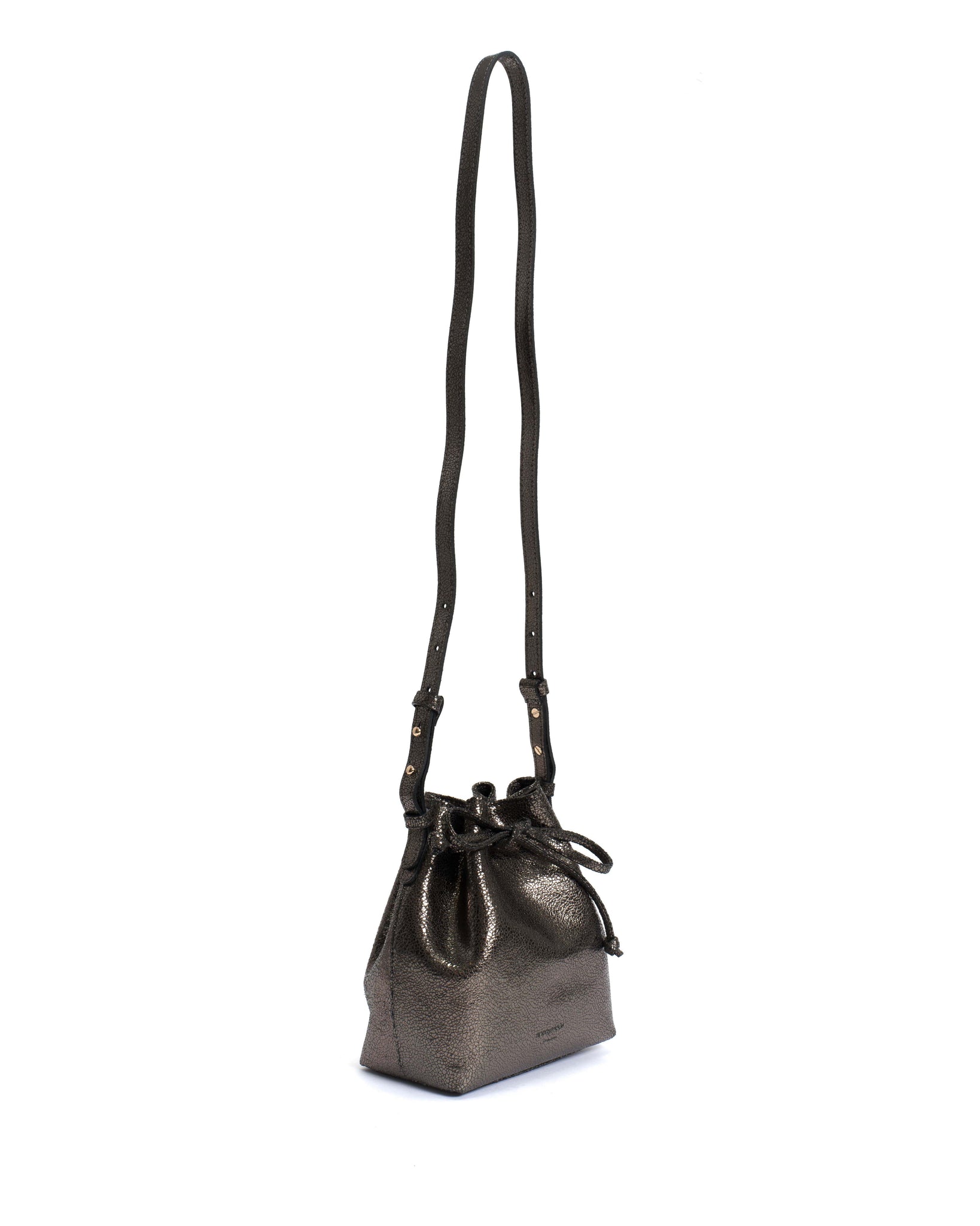 Kacey petite bucket bag Crackled metallic goat Platinum