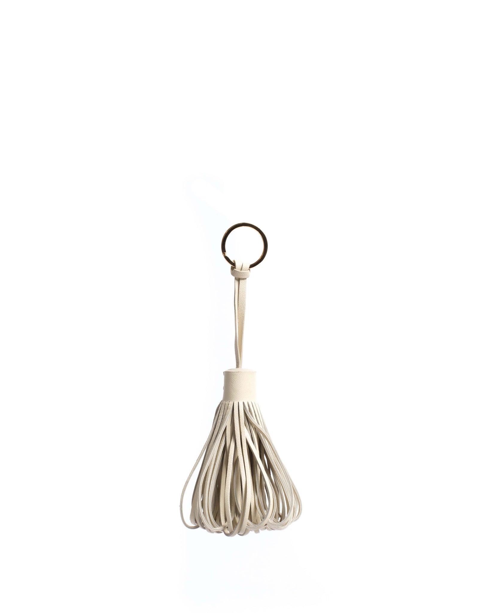 Katty fringe keyring Silky lamb White sand