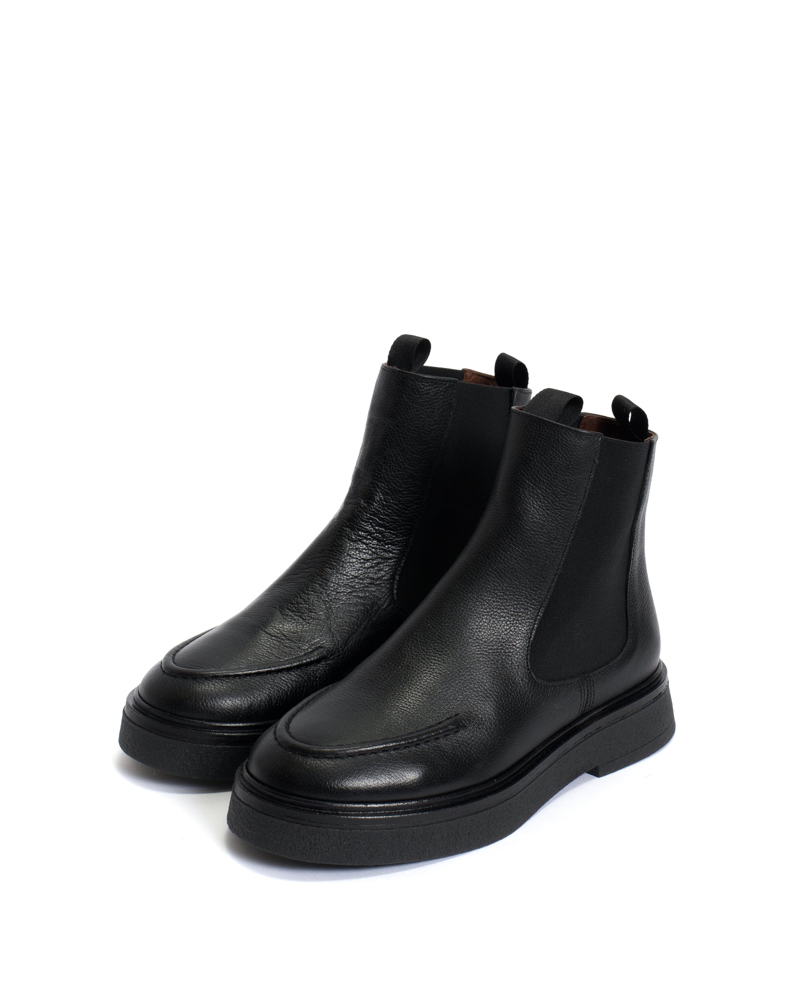 Kikie flat platform Grained soft calf & sole Black & Black