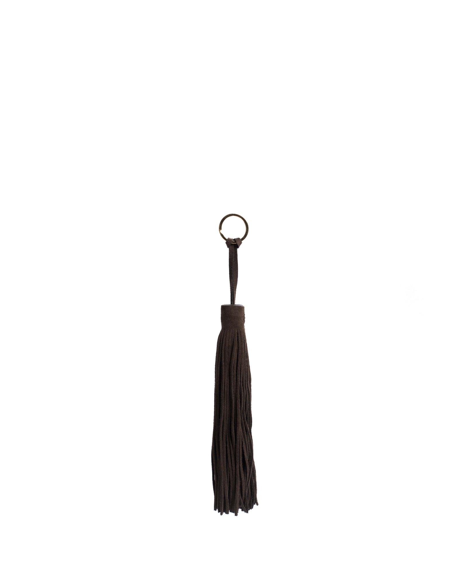 Langley fringe keyring Calf suede Coffee brown