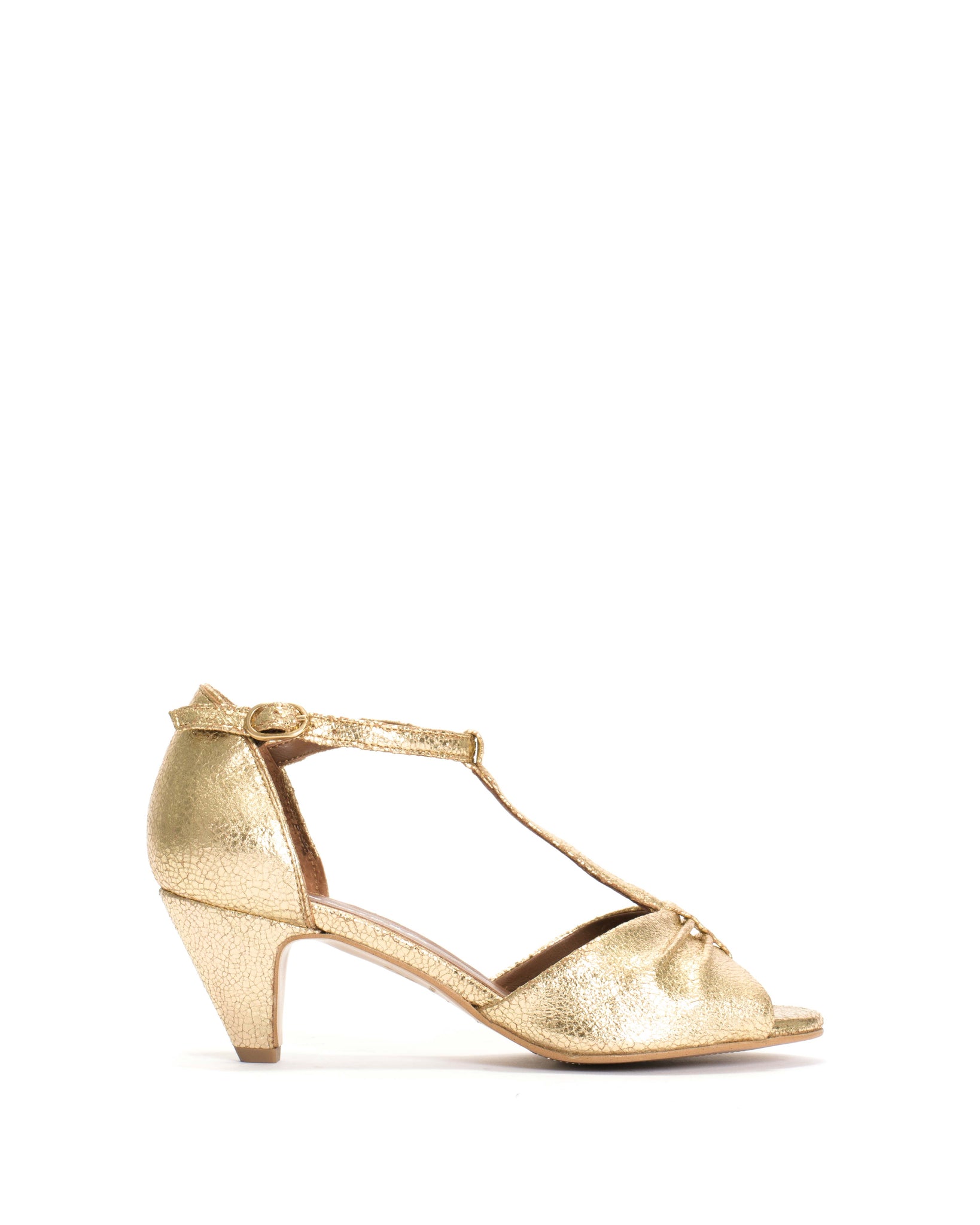 Linette 50 stiletto Crackled metallic goat Gold - Anonymous Copenhagen