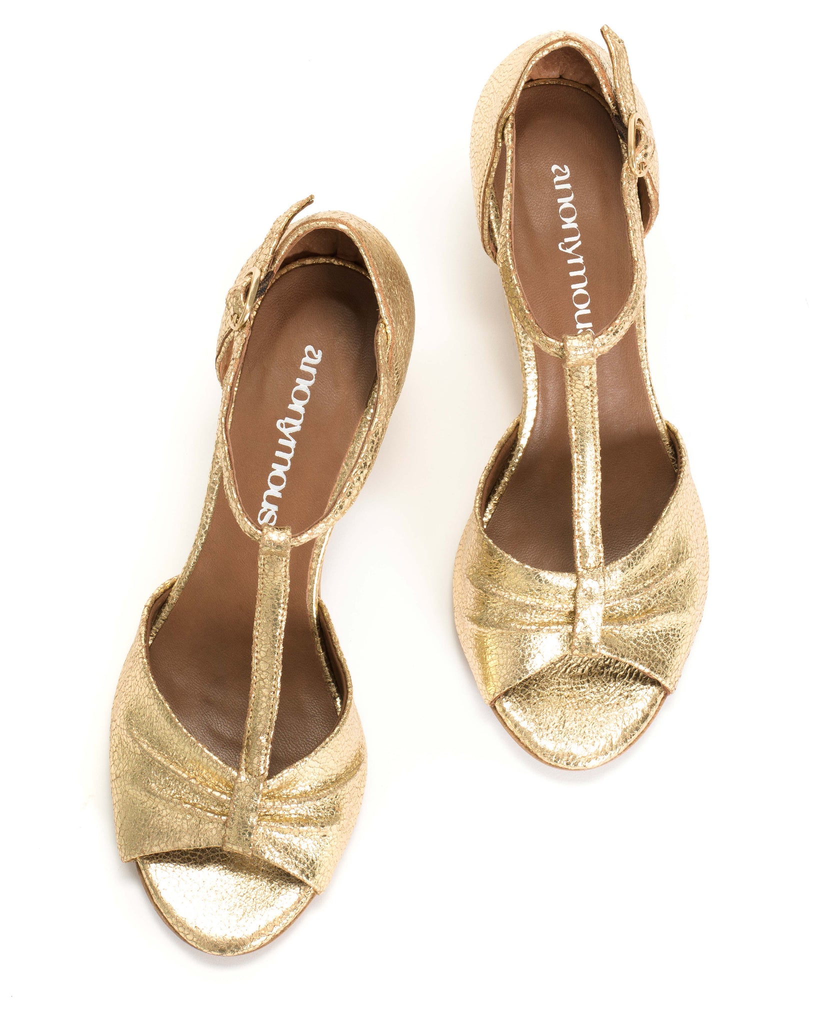 Linette 50 stiletto Crackled metallic goat Gold - Anonymous Copenhagen