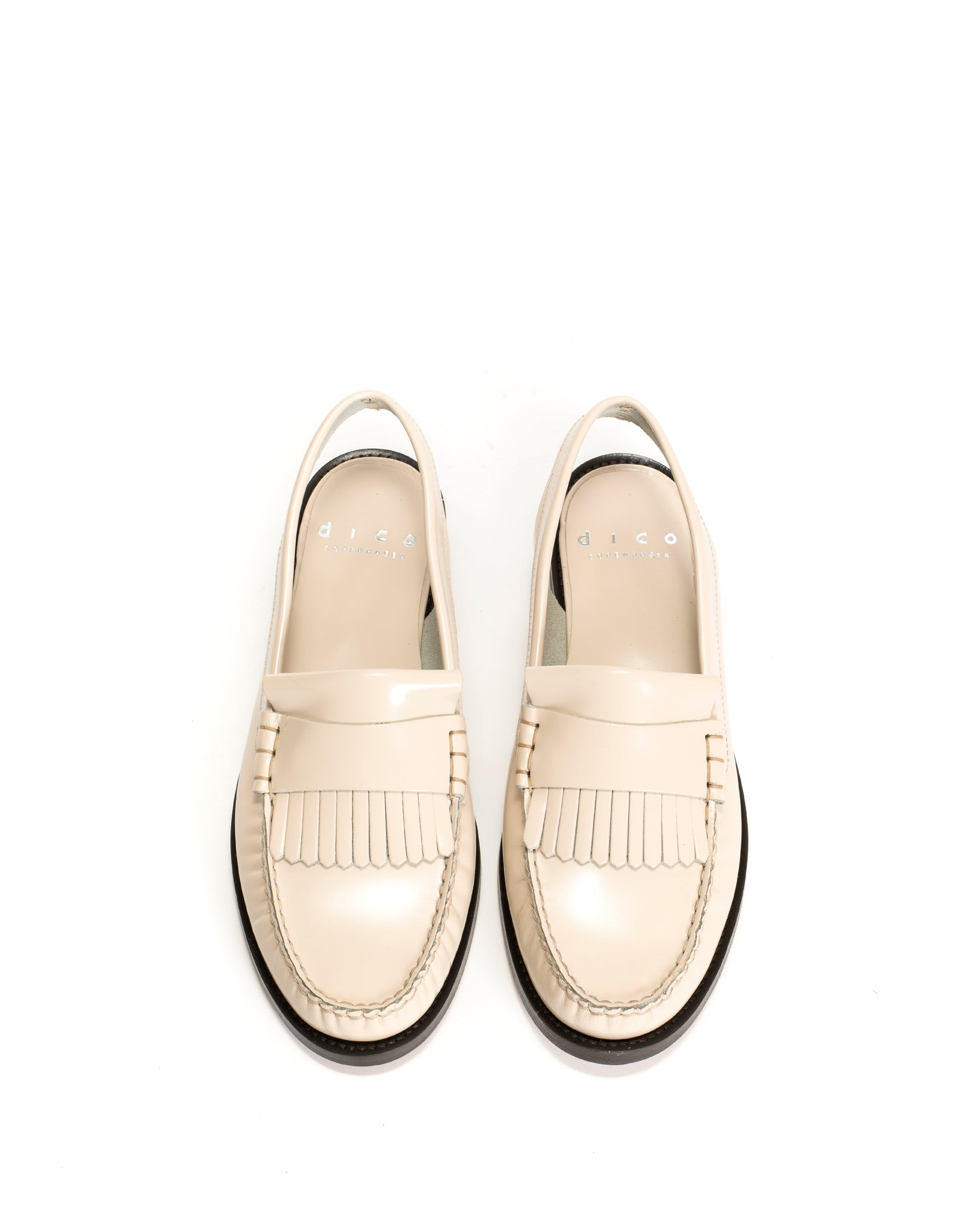 Dico Slingback Moccasin Loafer With Fringes Polido Bone white