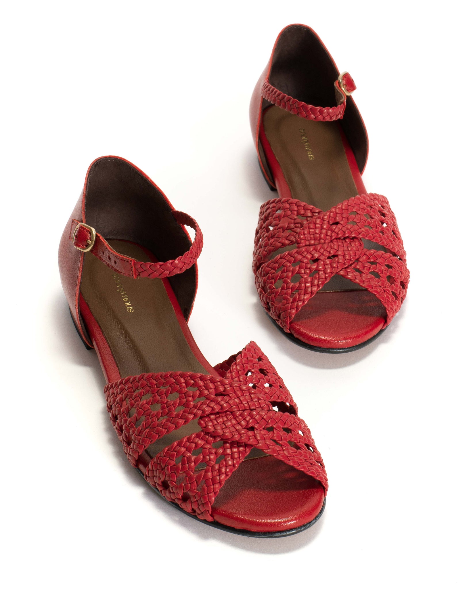 Olina 20 Hand-braided leather Ruby red