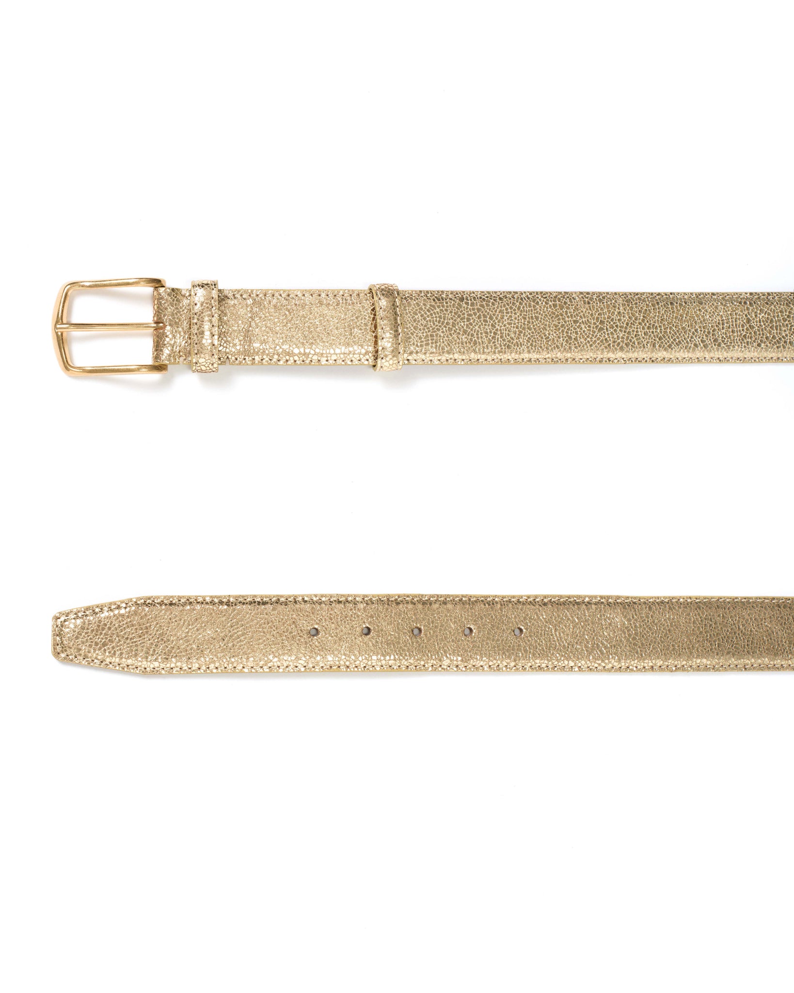 Quinn classic unisex leather belt Crackled metallic goat Gold & gold buckle