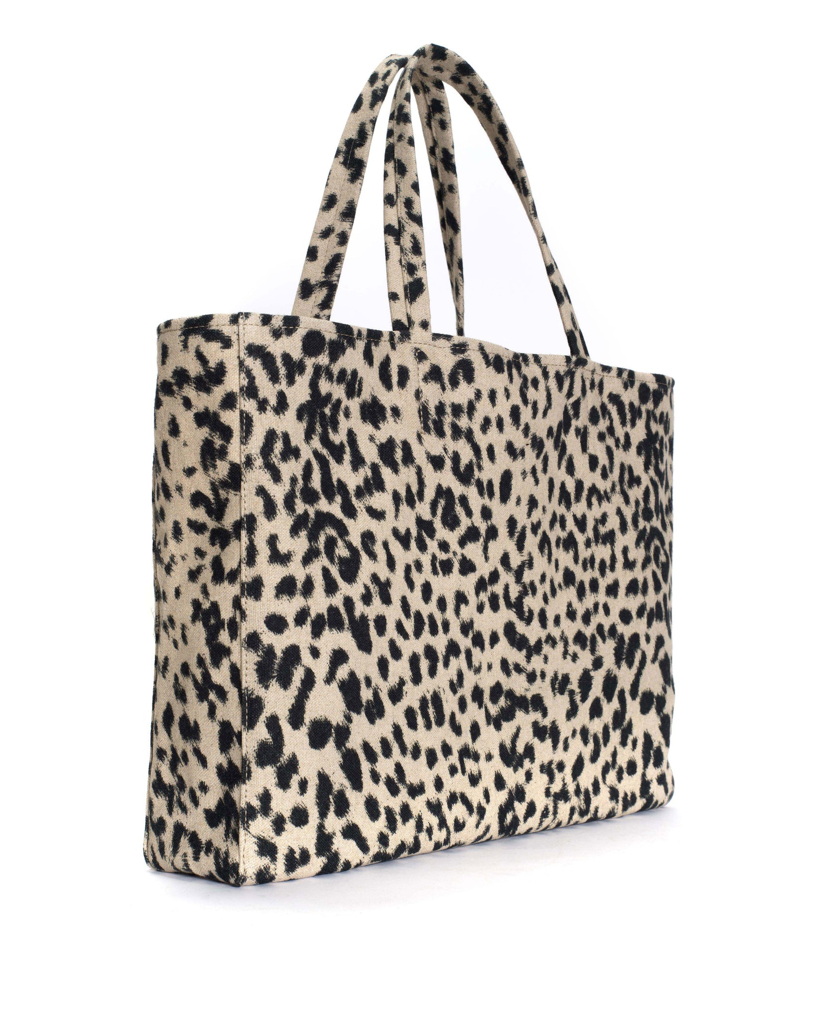 Ruba shopper Natural cotton-linen Leopard