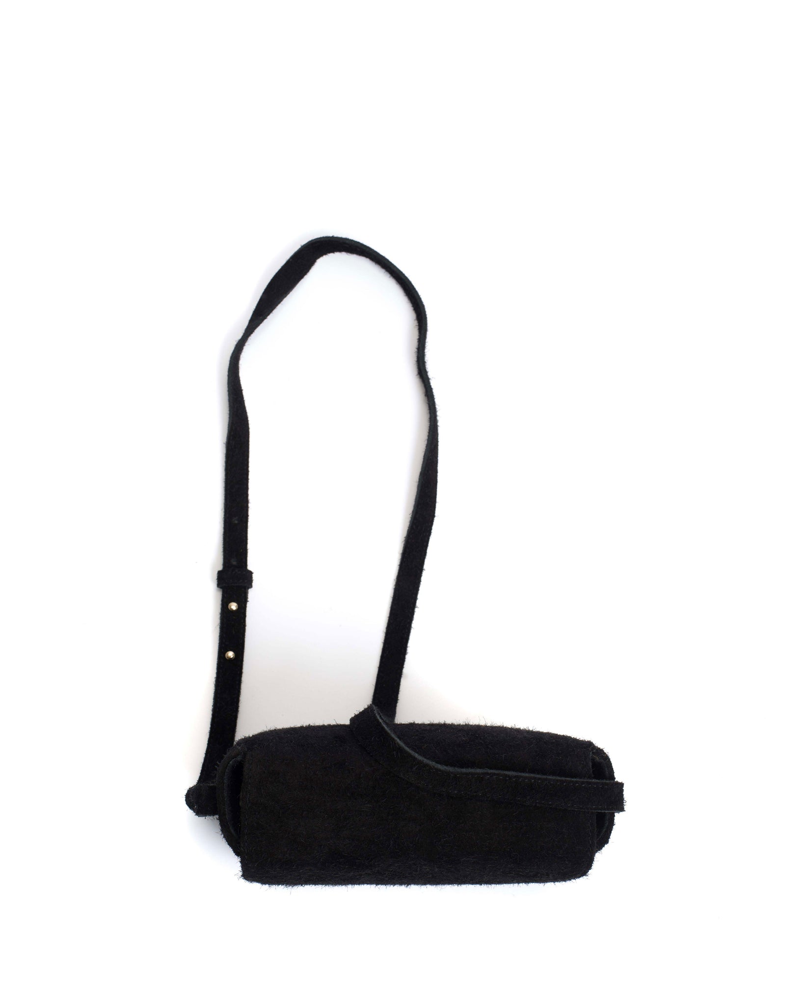 Sicha crossover bag Plushed calf suede Black