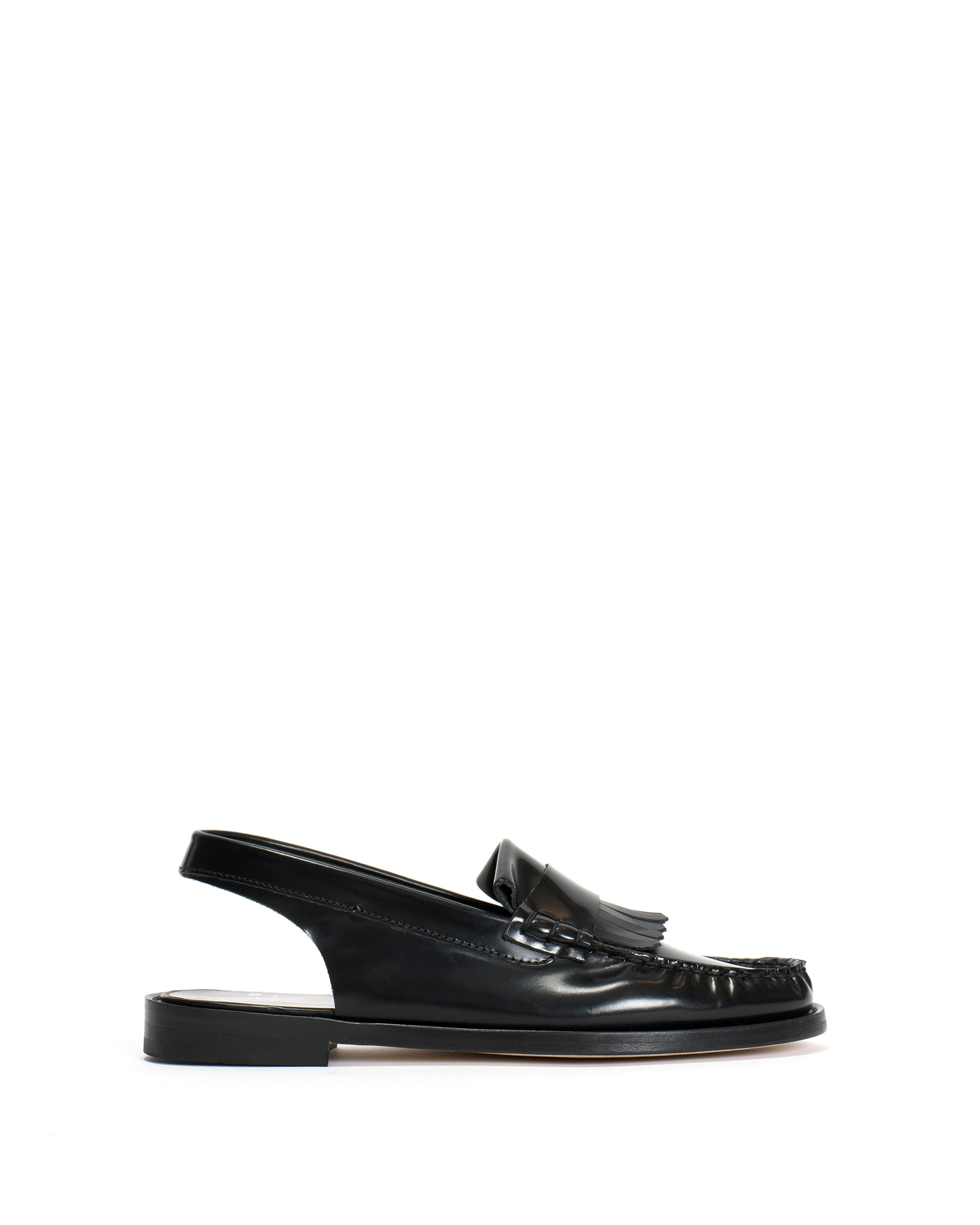 Dico Slingback Moccasin Loafer With Fringes Polido Black - Anonymous Copenhagen