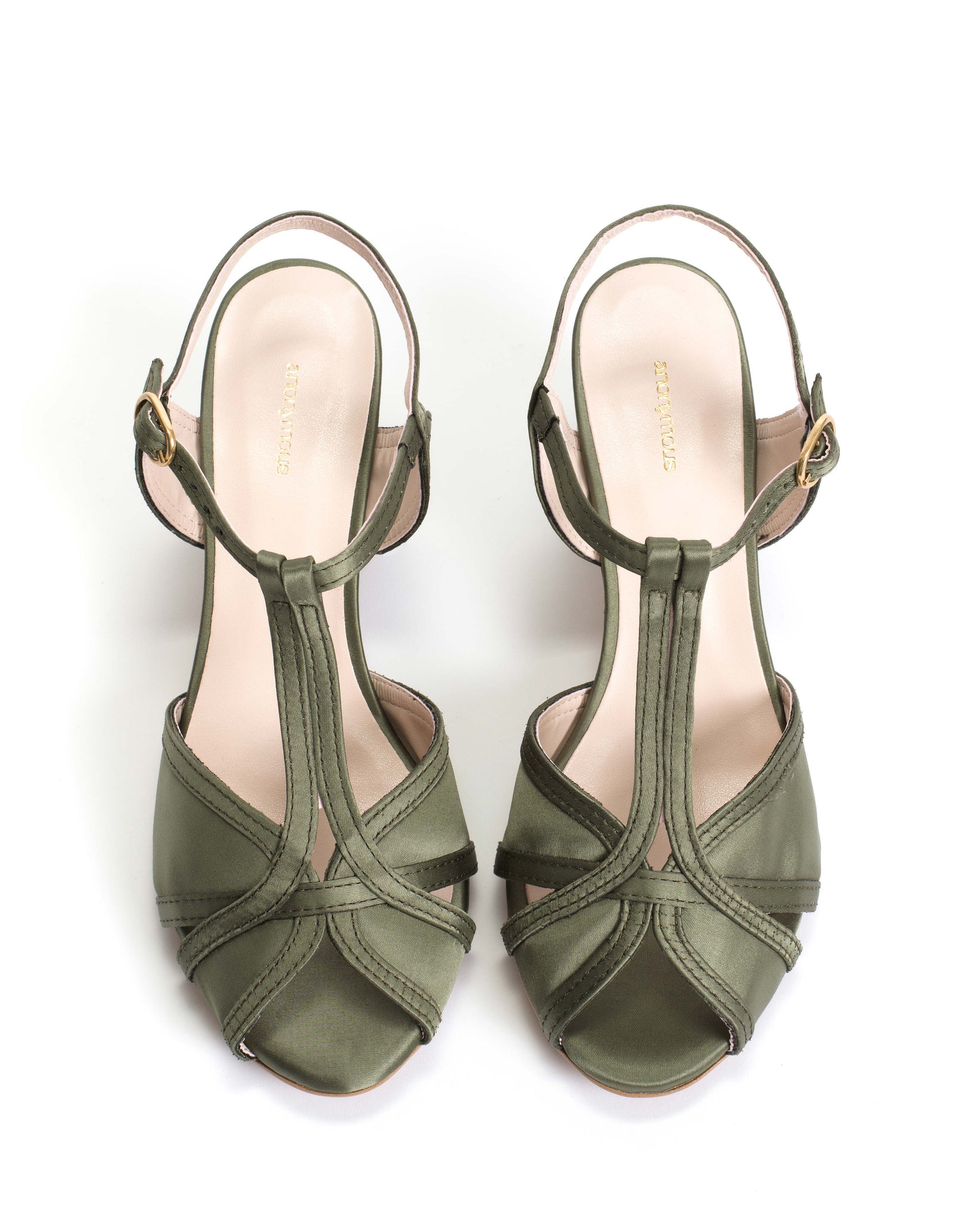 Therese 55 Antique satin vegan Olive green