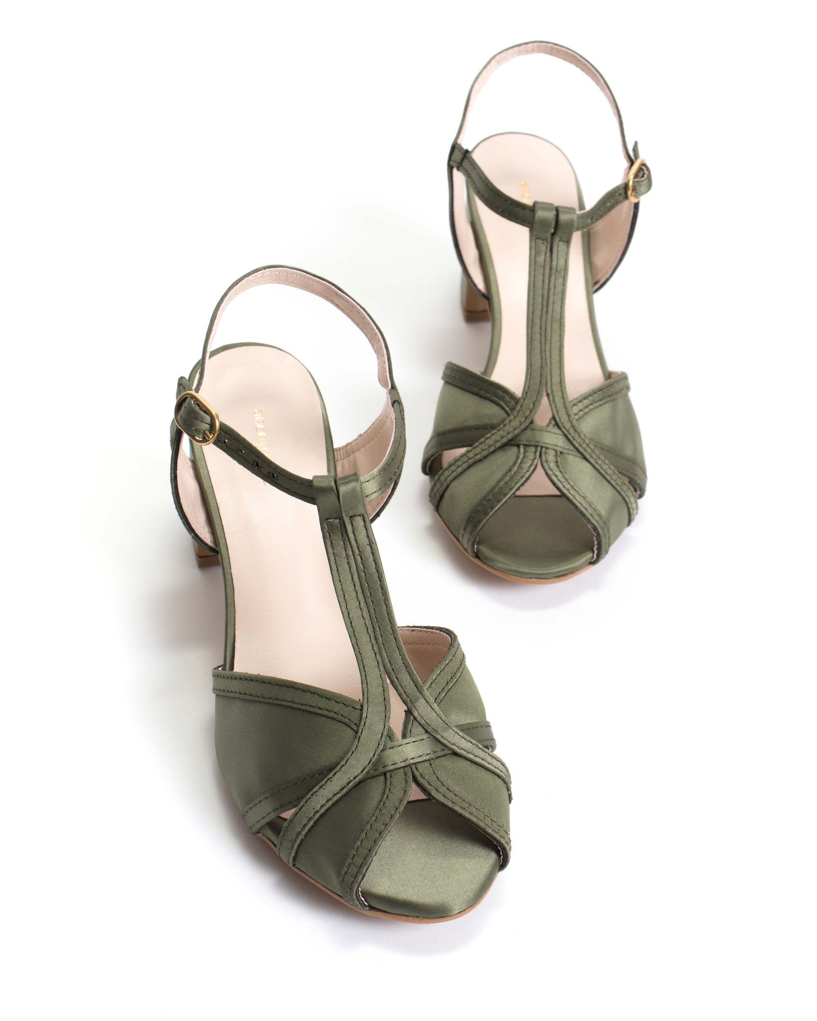 Therese 55 Antique satin vegan Olive green