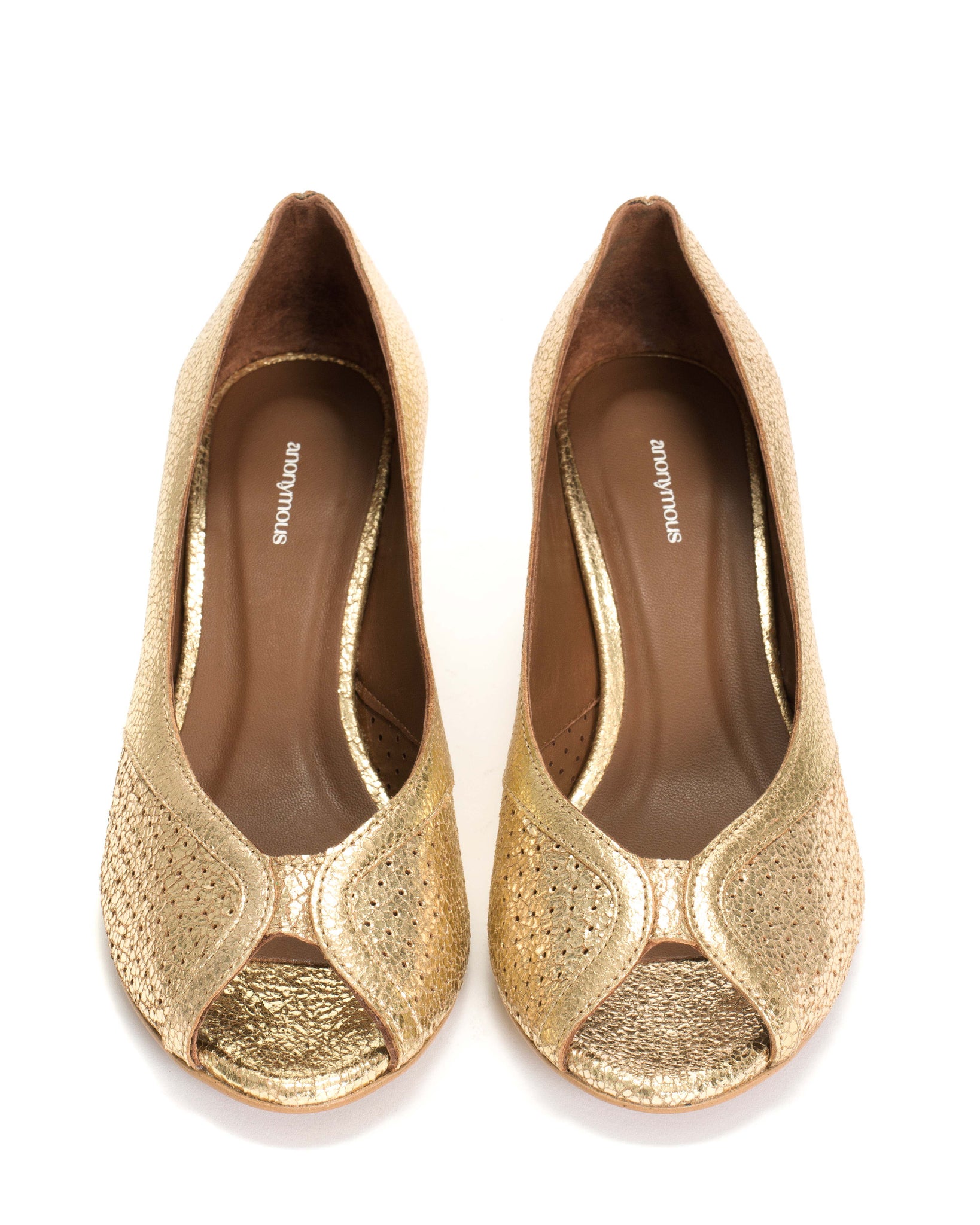 Tiffany stiletto crackled metallic goat Gold - Anonymous Copenhagen