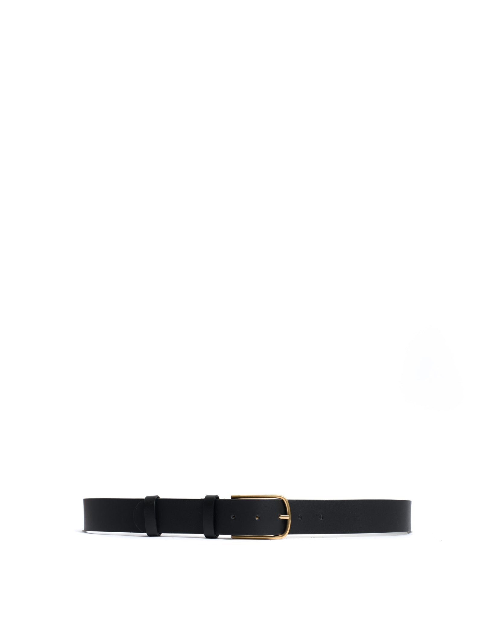 Whane simple unisex leather belt Vegetable tanned calf Black & gold buckle