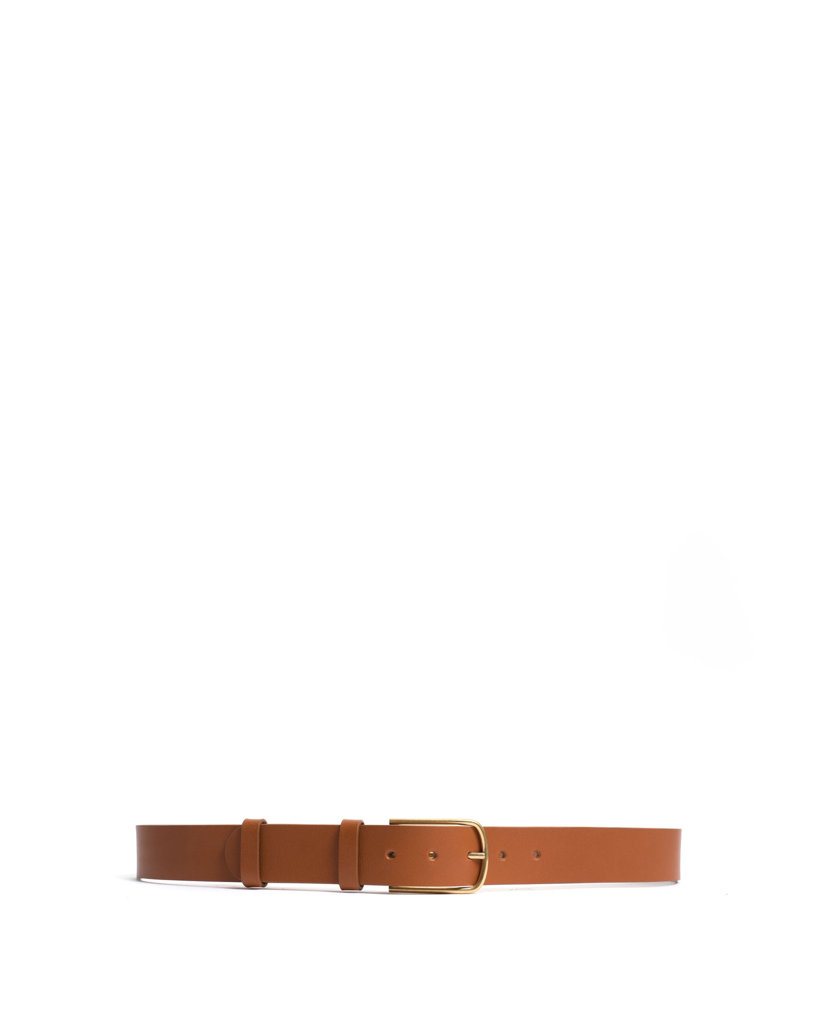 Whane simple unisex leather belt Vegetable tanned calf Caramel & gold buckle