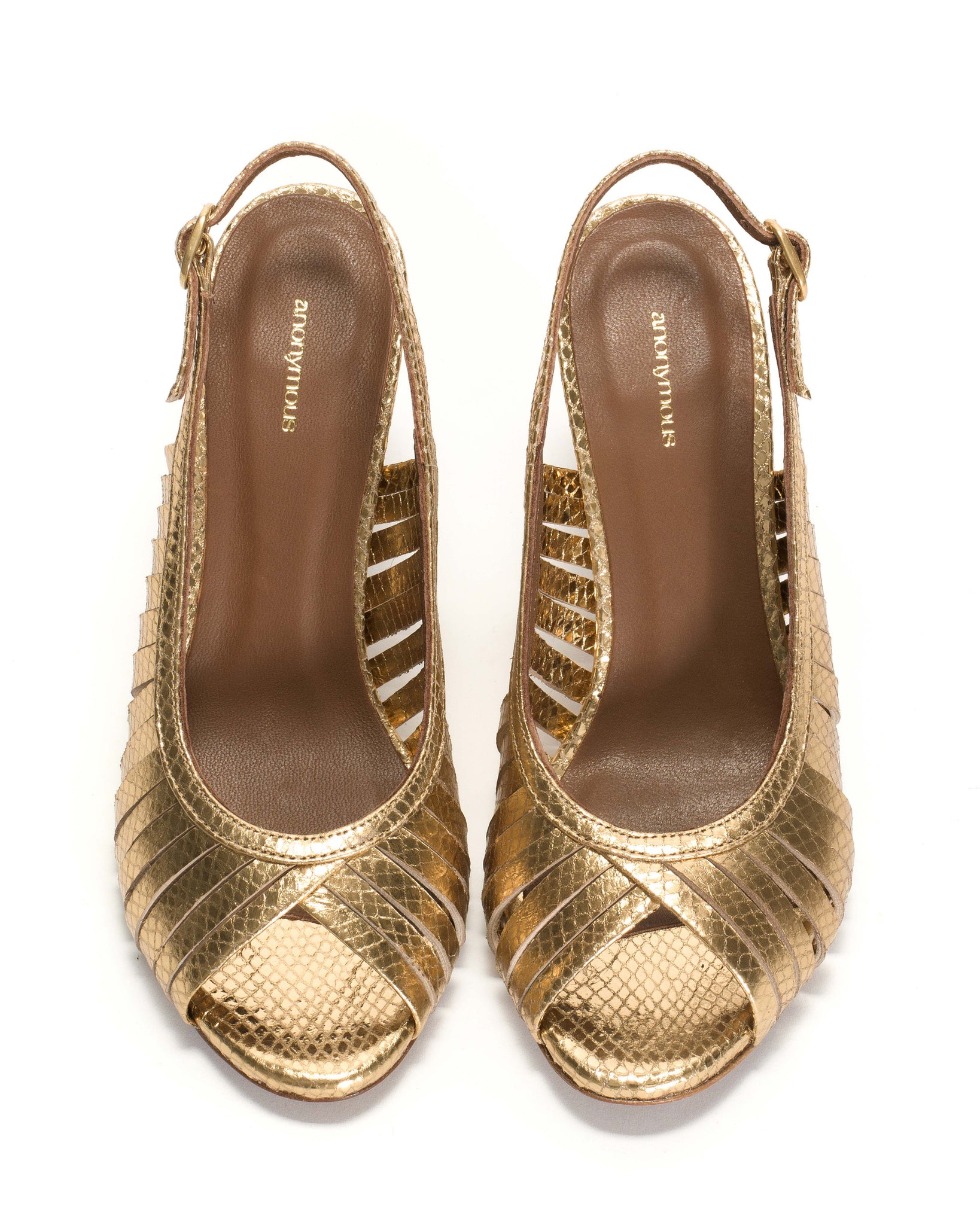 Zenia 75 Snake metallic calf Gold - Anonymous Copenhagen