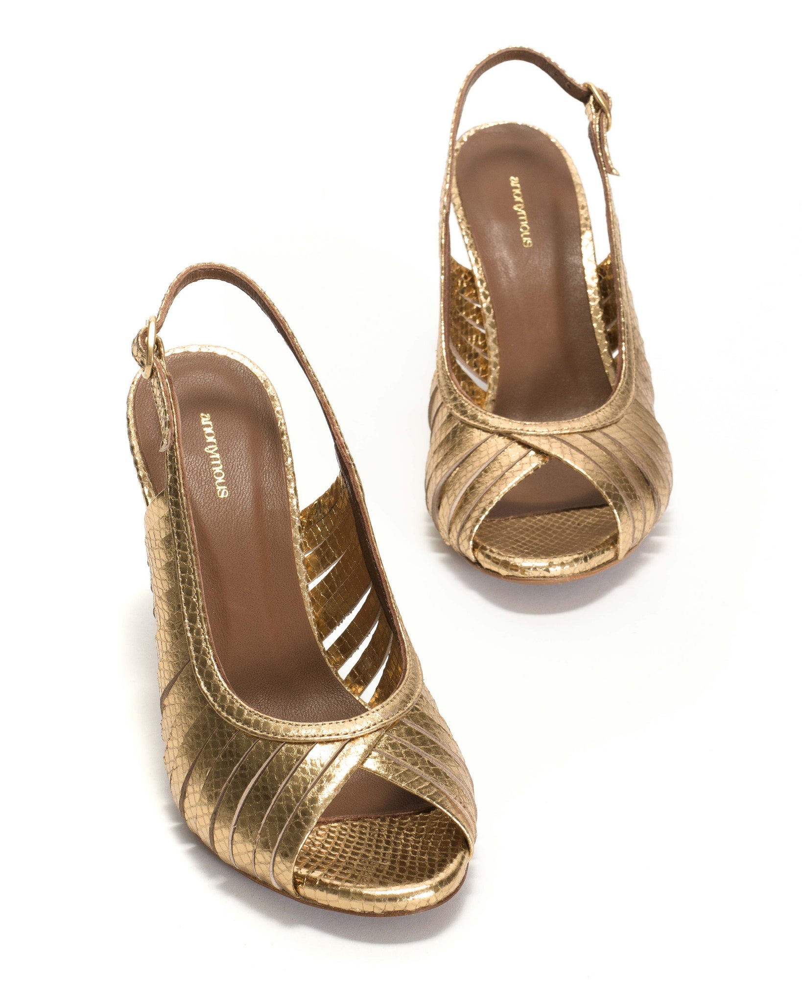 Zenia 75 Snake metallic calf Gold - Anonymous Copenhagen