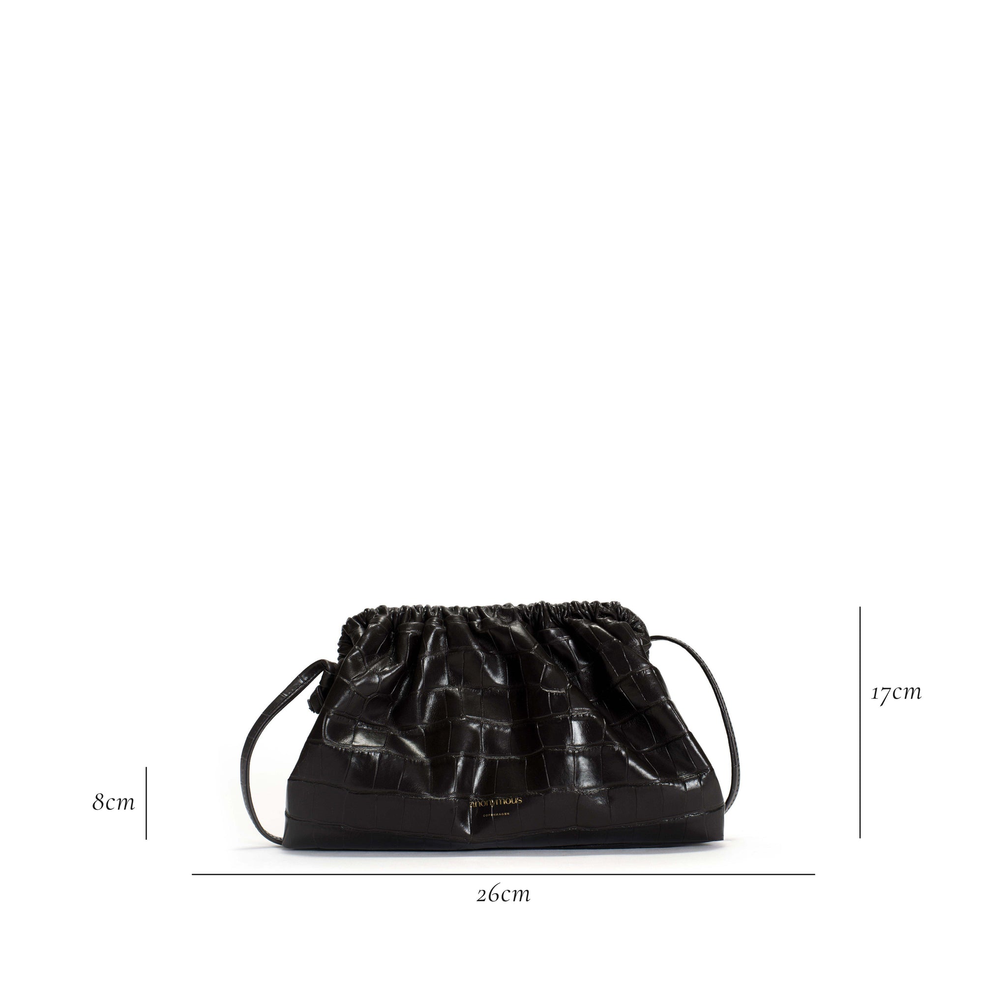 Hally petite cloud bag Croco calf Black - Anonymous Copenhagen