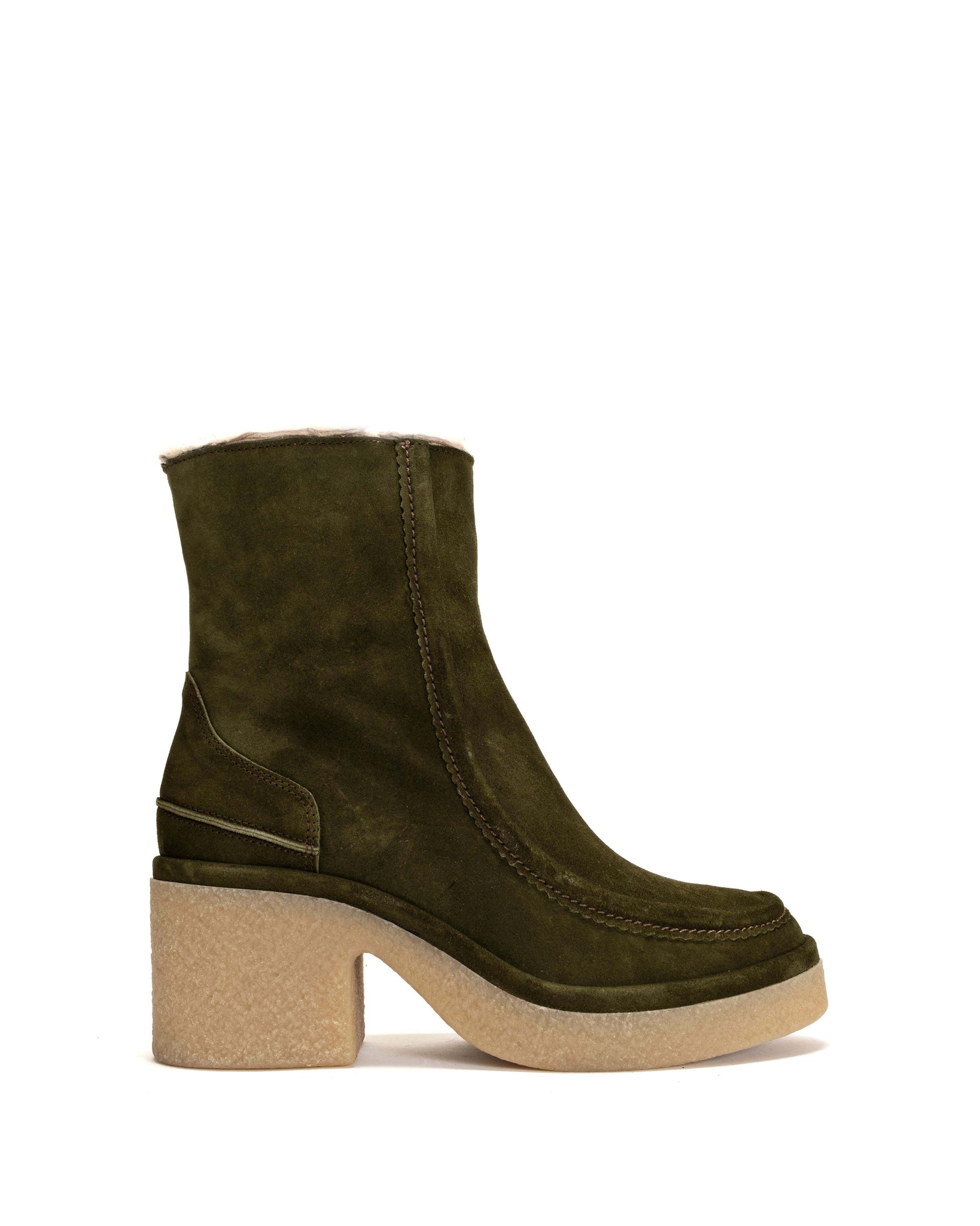 Bambie platform calf suede Moss green - Anonymous Copenhagen