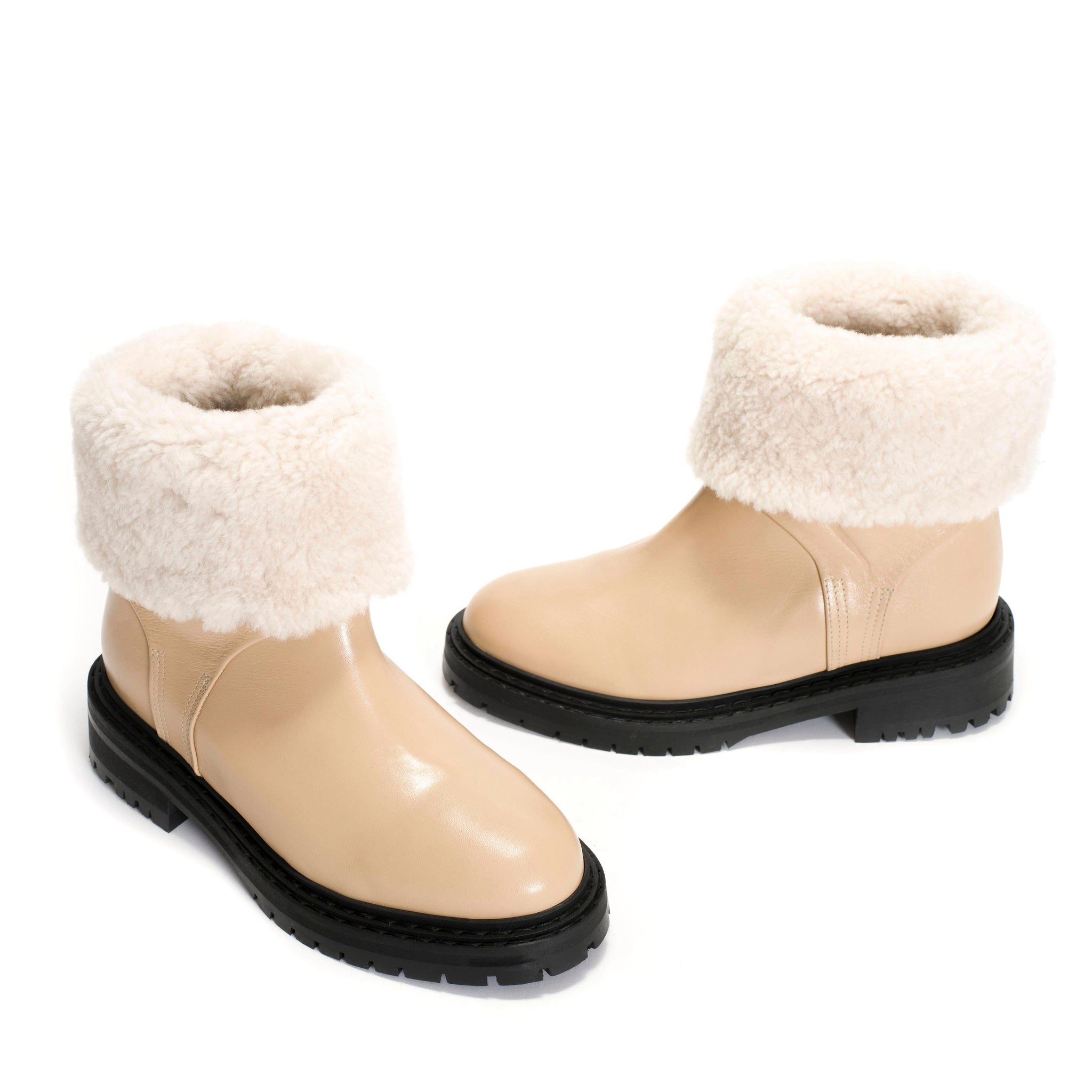 Kallie lamb fur Calf nappa Biskit beige - Anonymous Copenhagen