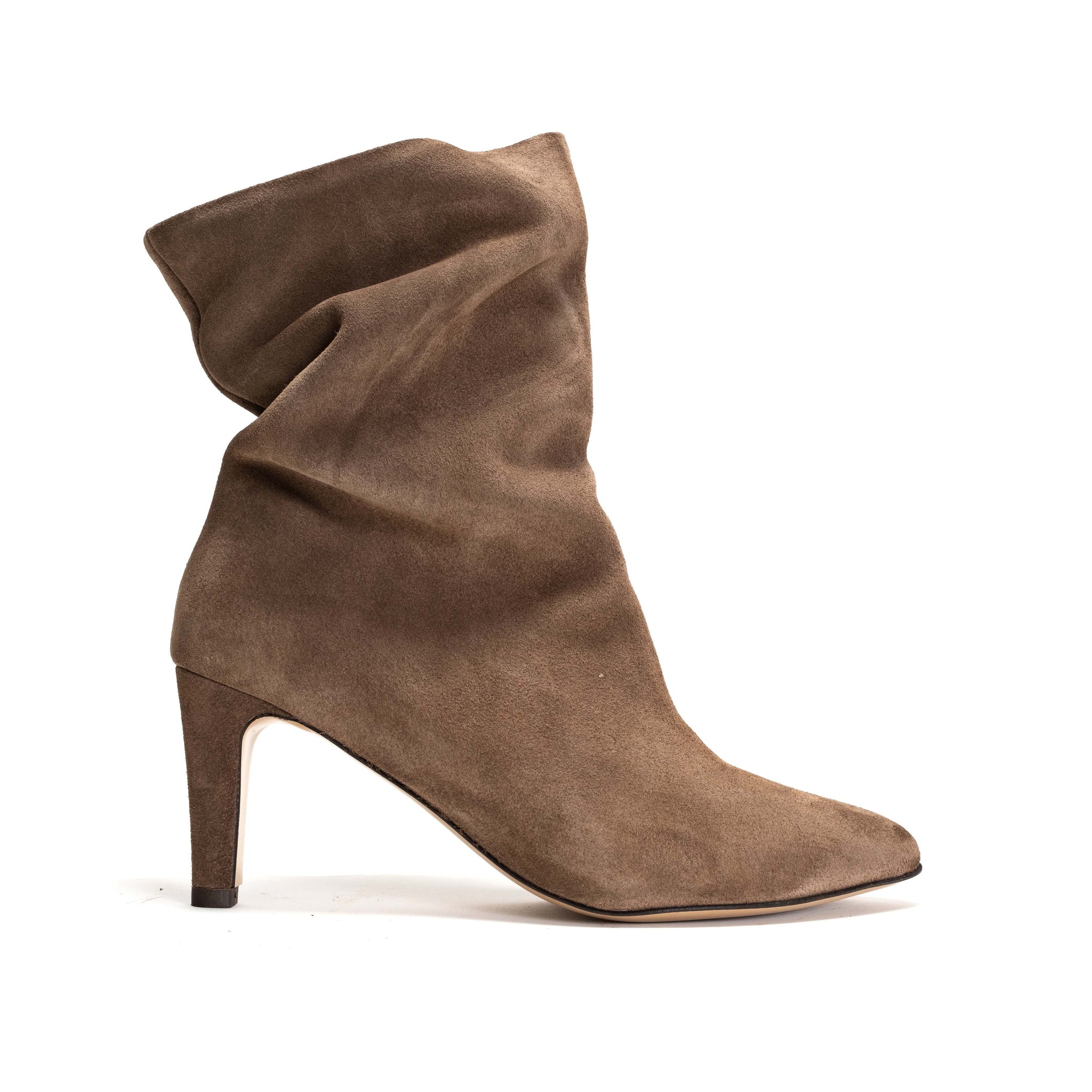 Vully 75 stiletto Calf suede Dark taupe - Anonymous Copenhagen